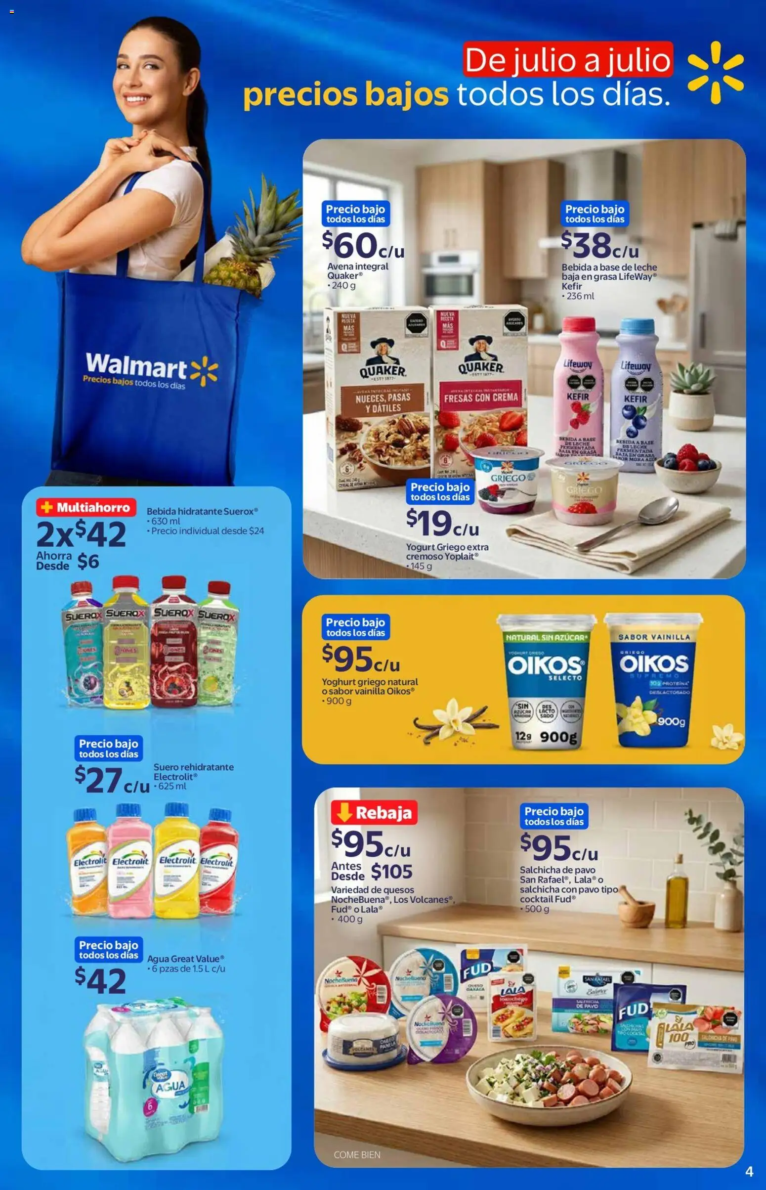 Nuevas ofertas de Walmart válidas en toda la República Mexicana desde el 03.06.2026. ¡Encuentra las mejores ofertas en Walmart folleto! | Página: 4 | Productos: Azúcar, Avena, Crema, Fresas