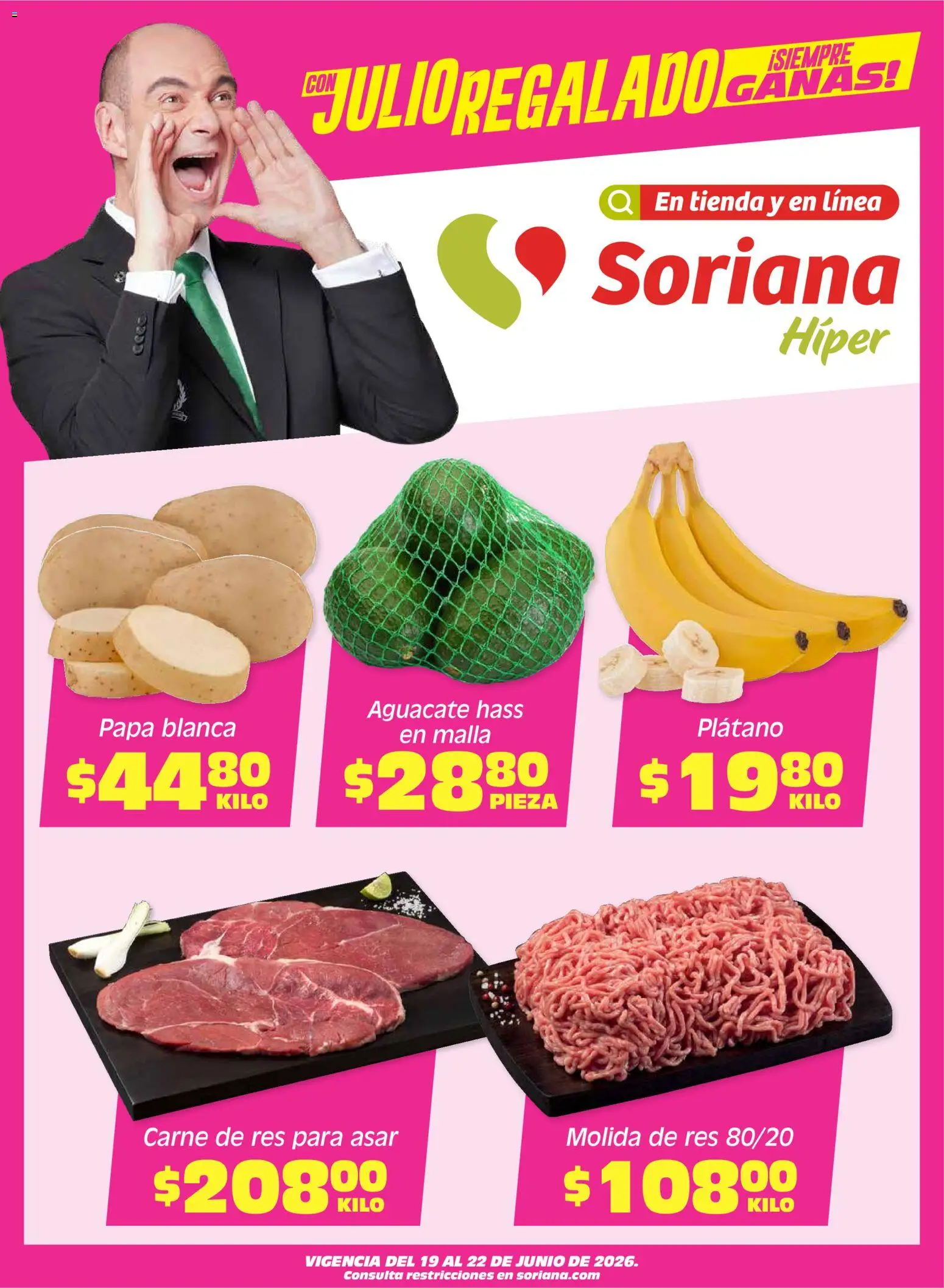 Nuevas ofertas de Soriana válidas en toda la República Mexicana desde el 19.06.2026. ¡Encuentra las mejores ofertas en Soriana Fin de Semana Híper: Chih, Delicias, Dur y Coah (excepto Saltillo)! | Página: 1