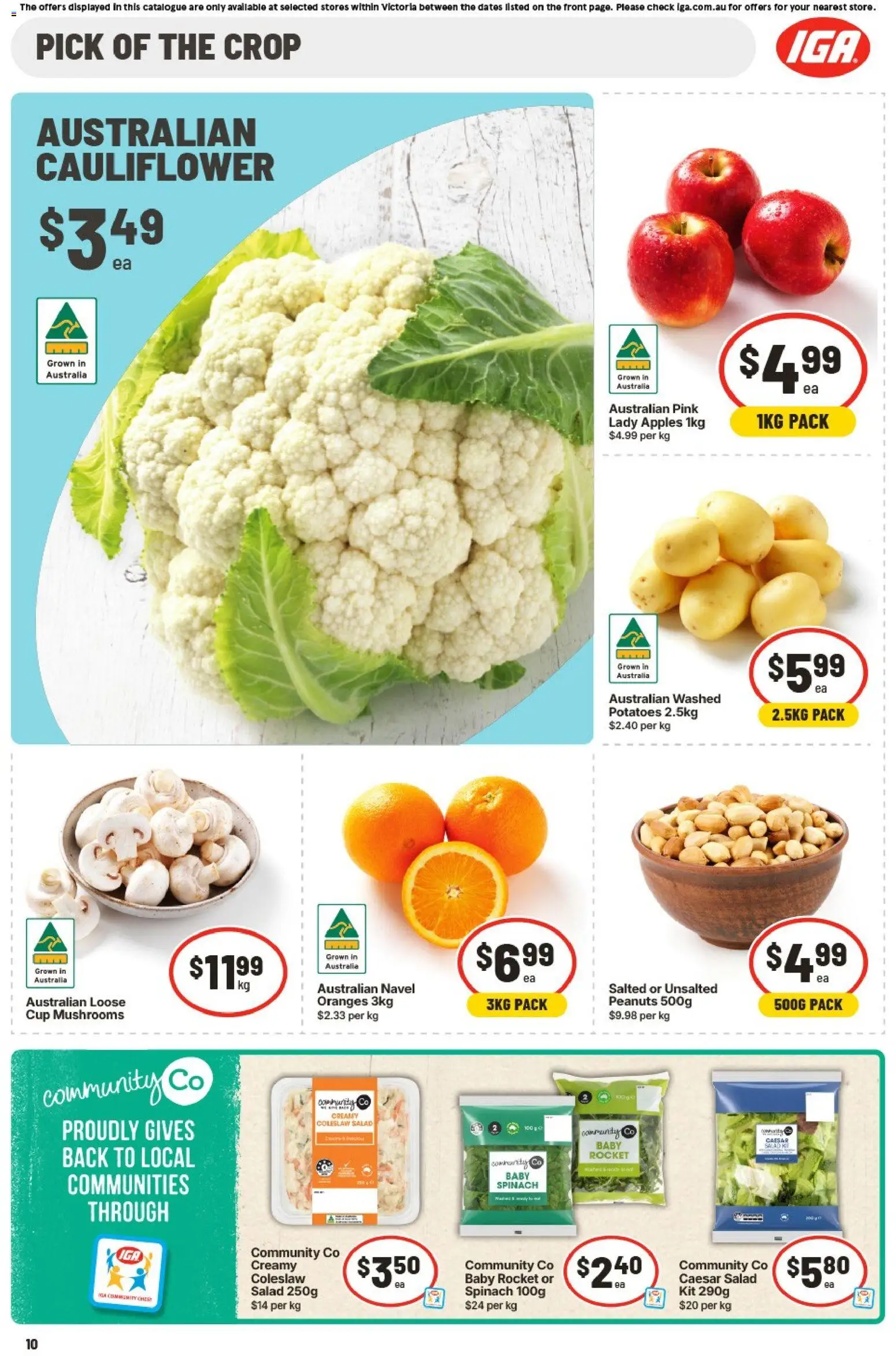IGA catalogue - valid from 03.06.2026 | Page: 10 | Products: Apples, Mushrooms, Salad, Spinach