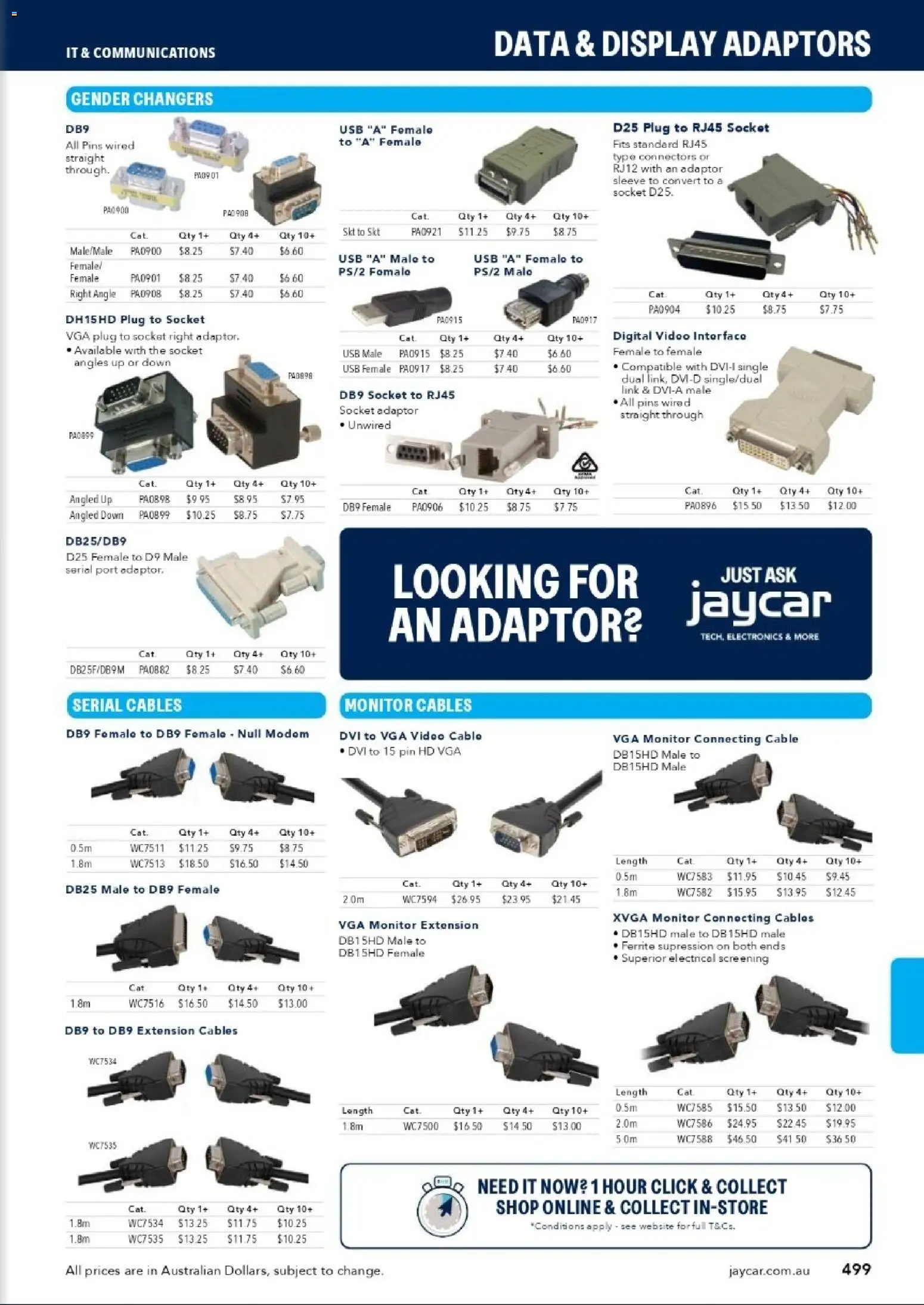 Jaycar catalogue - valid from 31/08/2026 | Page: 497 | Products: Monitor, Cable, Usb, Video