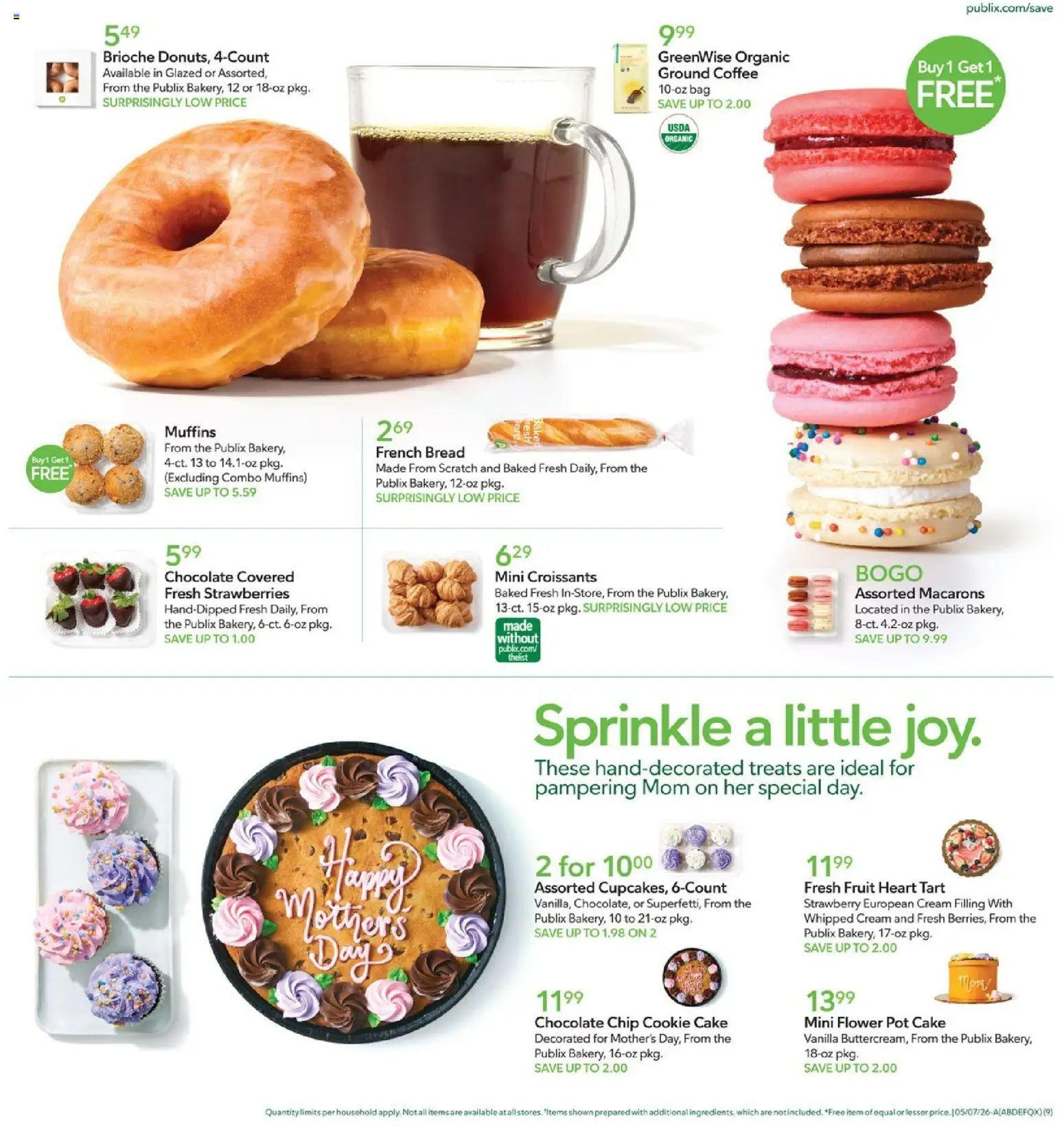 Publix Weekly Ad - valid from 06.05.2026 | Page: 9 | Products: Coffee, Chocolate, Strawberries, Croissants