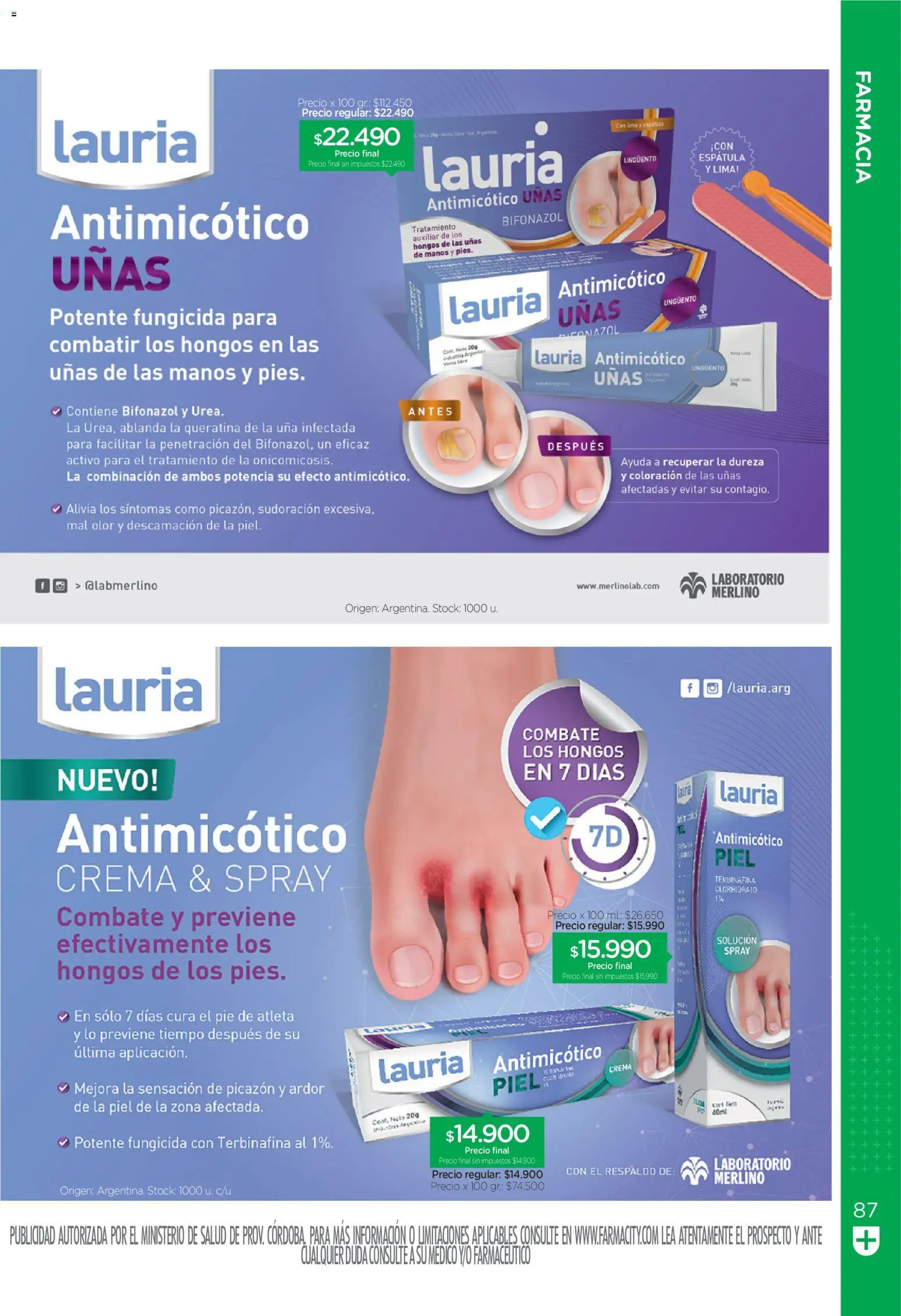 Farmacity catálogo │ válido desde el 01/09/2026 | Página: 87 | Productos: Lima, Espatula, Hongos, Crema