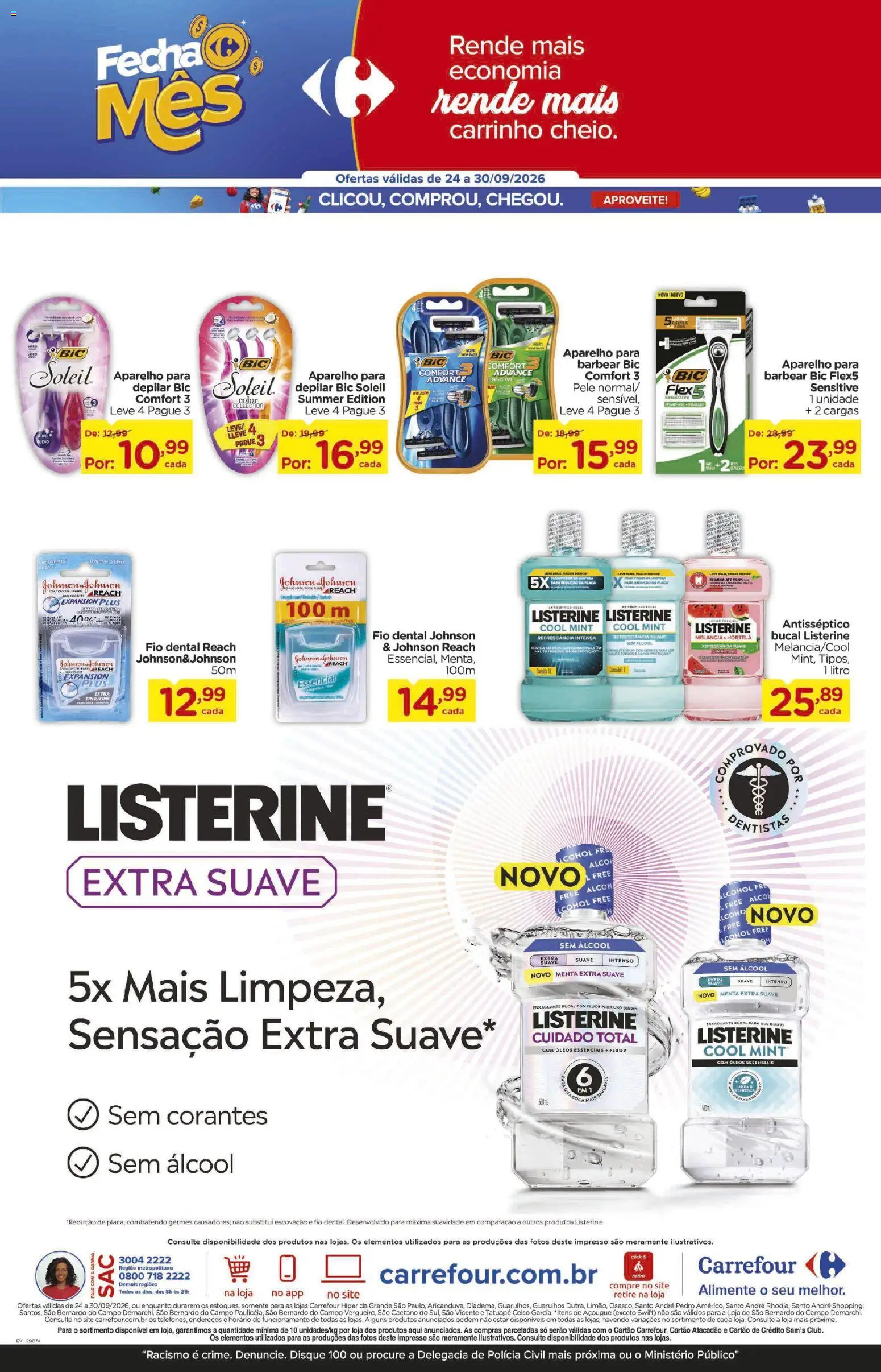 Carrefour Folheto - válido de 24/09/2026 | Página: 3 | Produtos: Melancia, Hortelã, Álcool, Fio dental