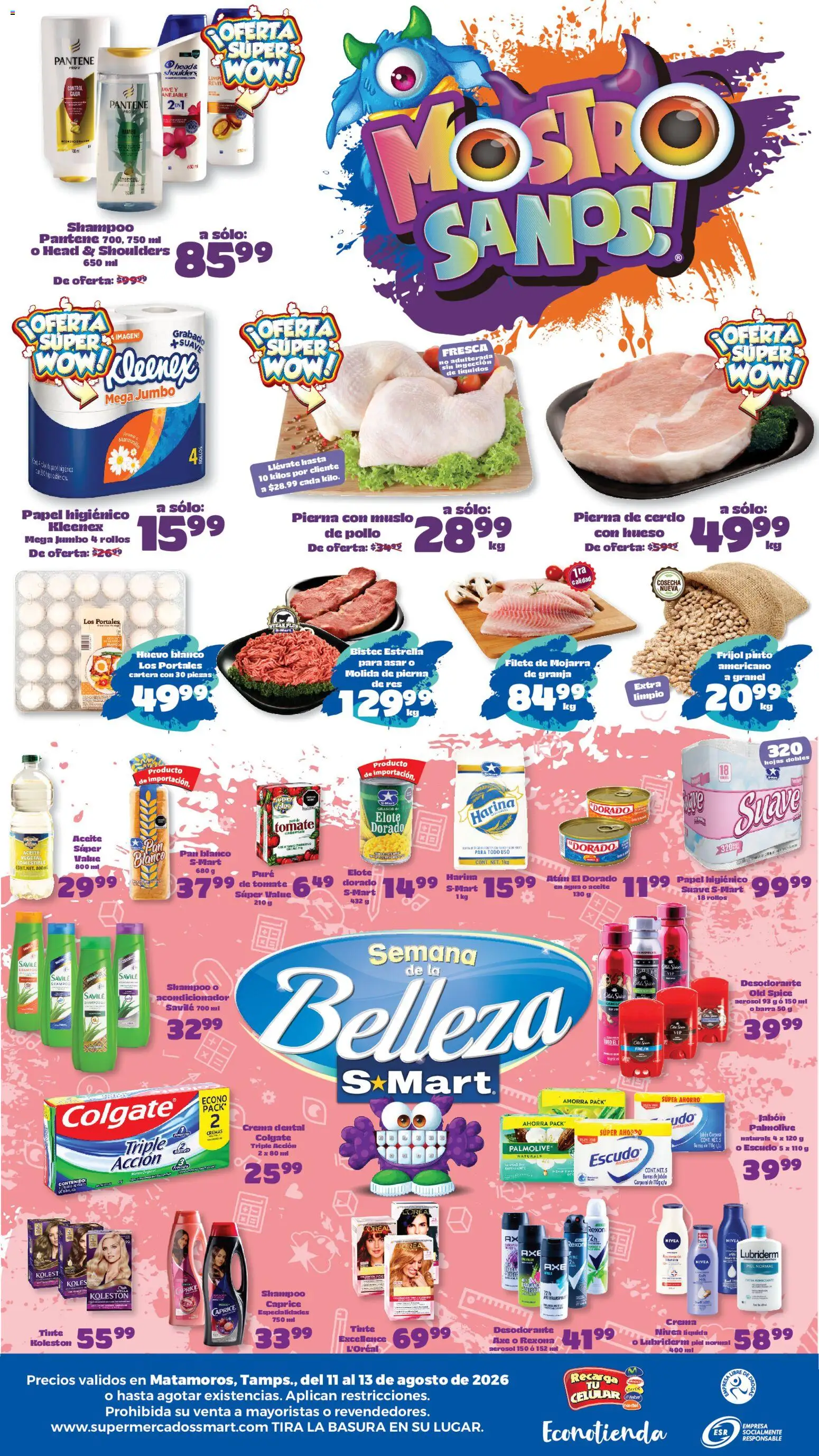Nuevas ofertas de S-Mart válidas en toda la República Mexicana desde el 11/08/2026. ¡Encuentra las mejores ofertas en S-Mart folleto Matamoros! | Página: 2 | Productos: Cerdo, Res, Shampoo, Acondicionador