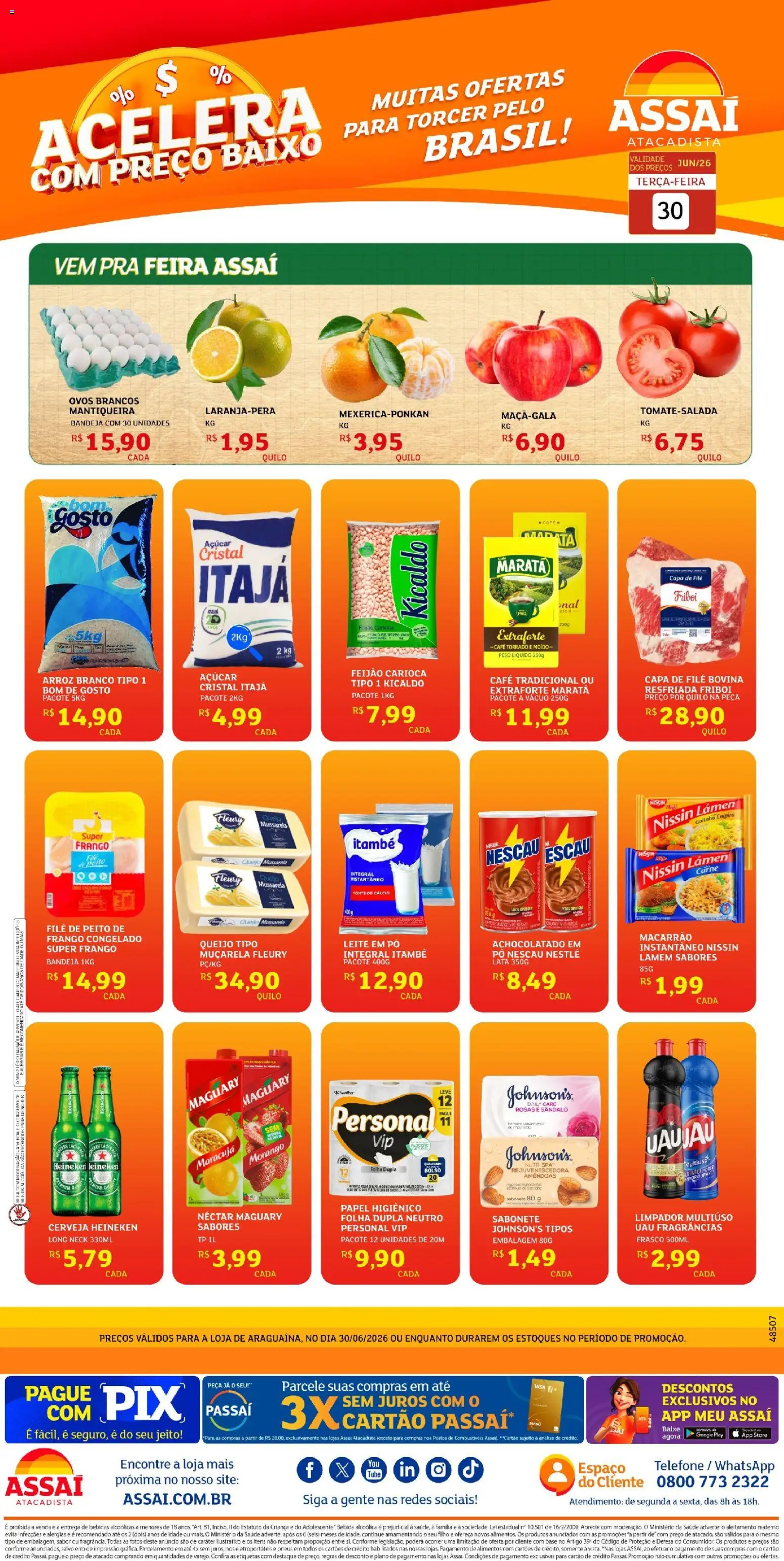 Assaí Atacadista Folheto - válido de 30/06/2026 | Página: 1 | Produtos: Pó, Leite, Cálcio, Peito de frango
