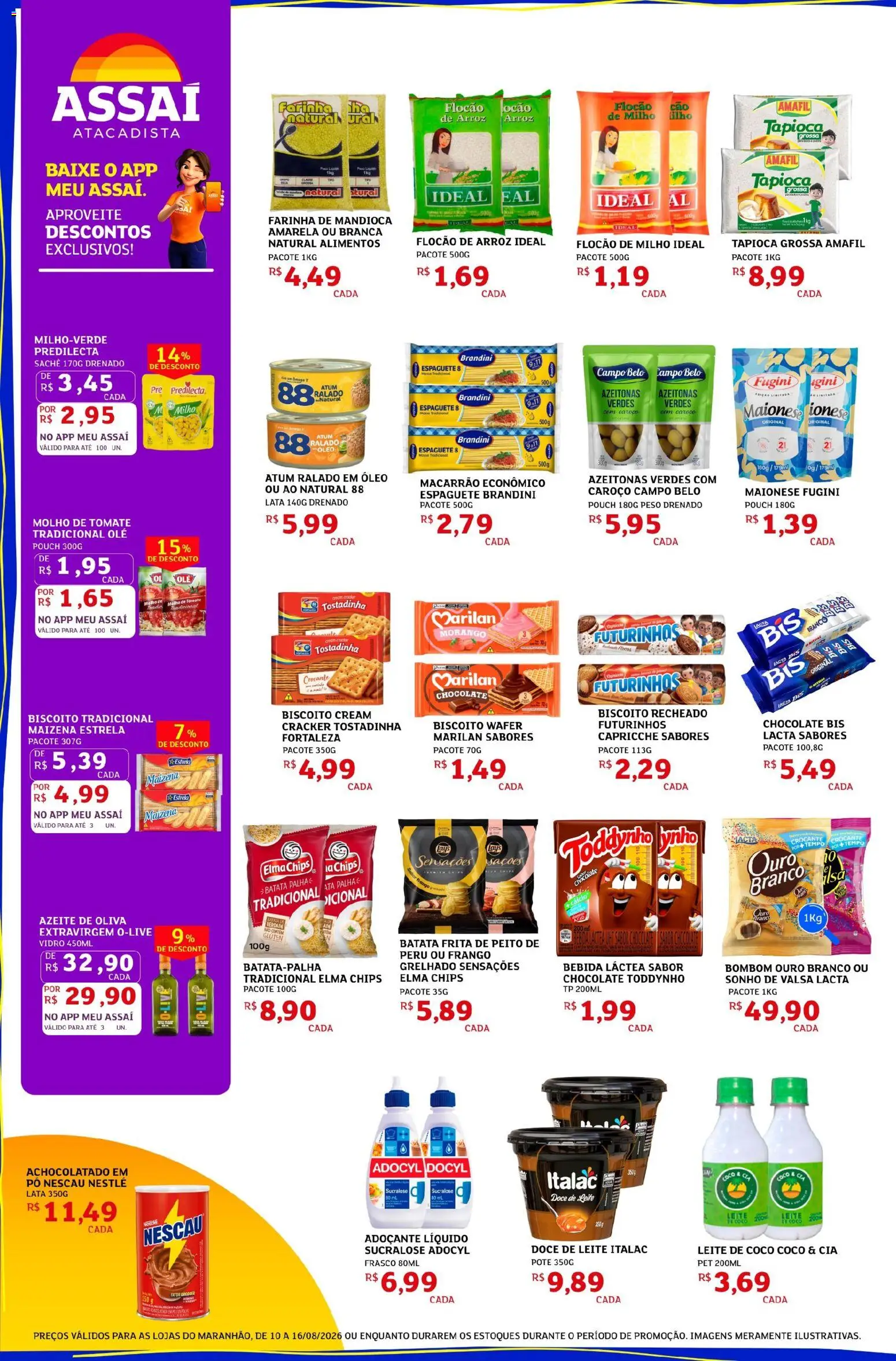 Assaí Atacadista Folheto - válido de 10/08/2026 | Página: 2 | Produtos: Azeitonas, Azeite de oliva, Maionese, Biscoito recheado