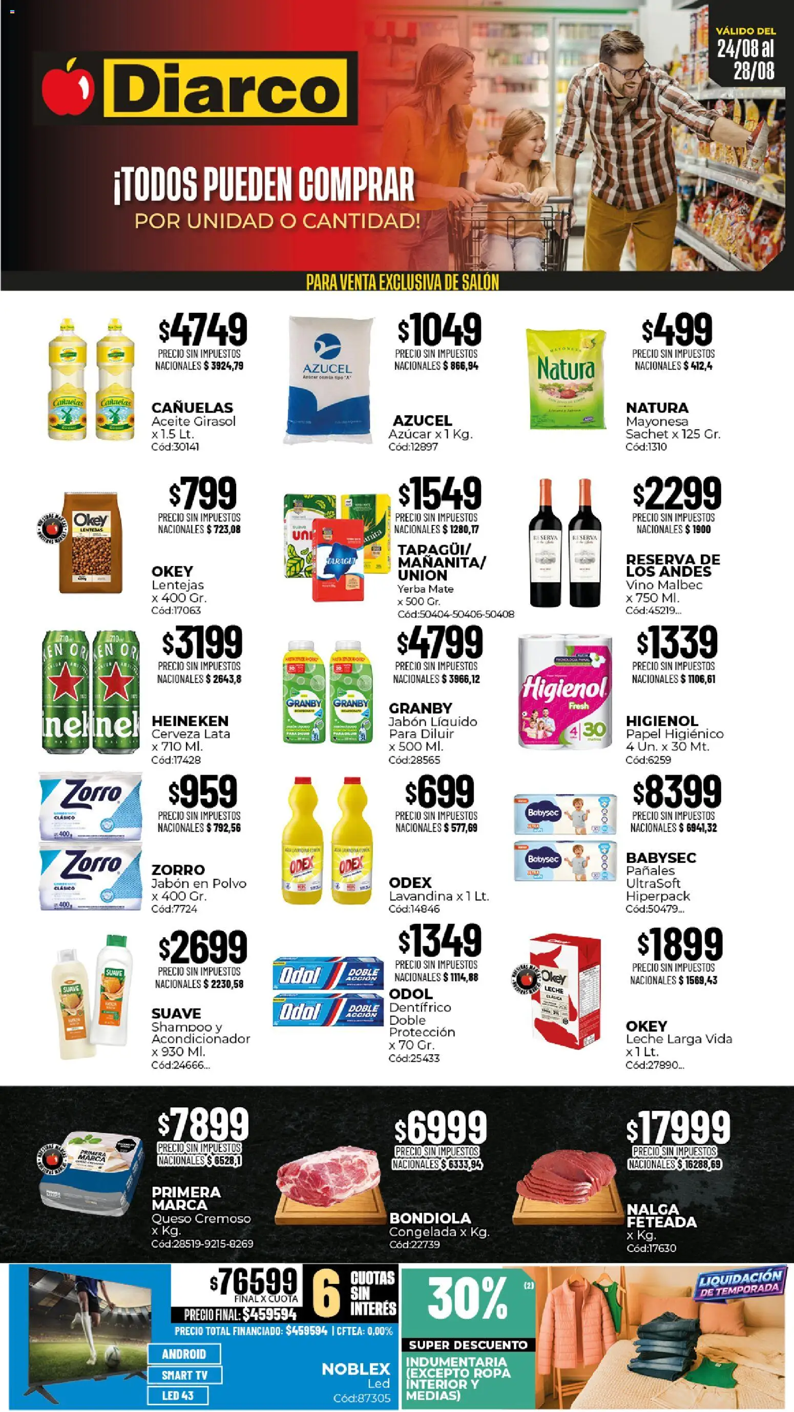 Diarco ofertas │ válido desde el 24/08/2026 | Página: 1 | Productos: Polvo, Mayonesa, Jabón, Leche