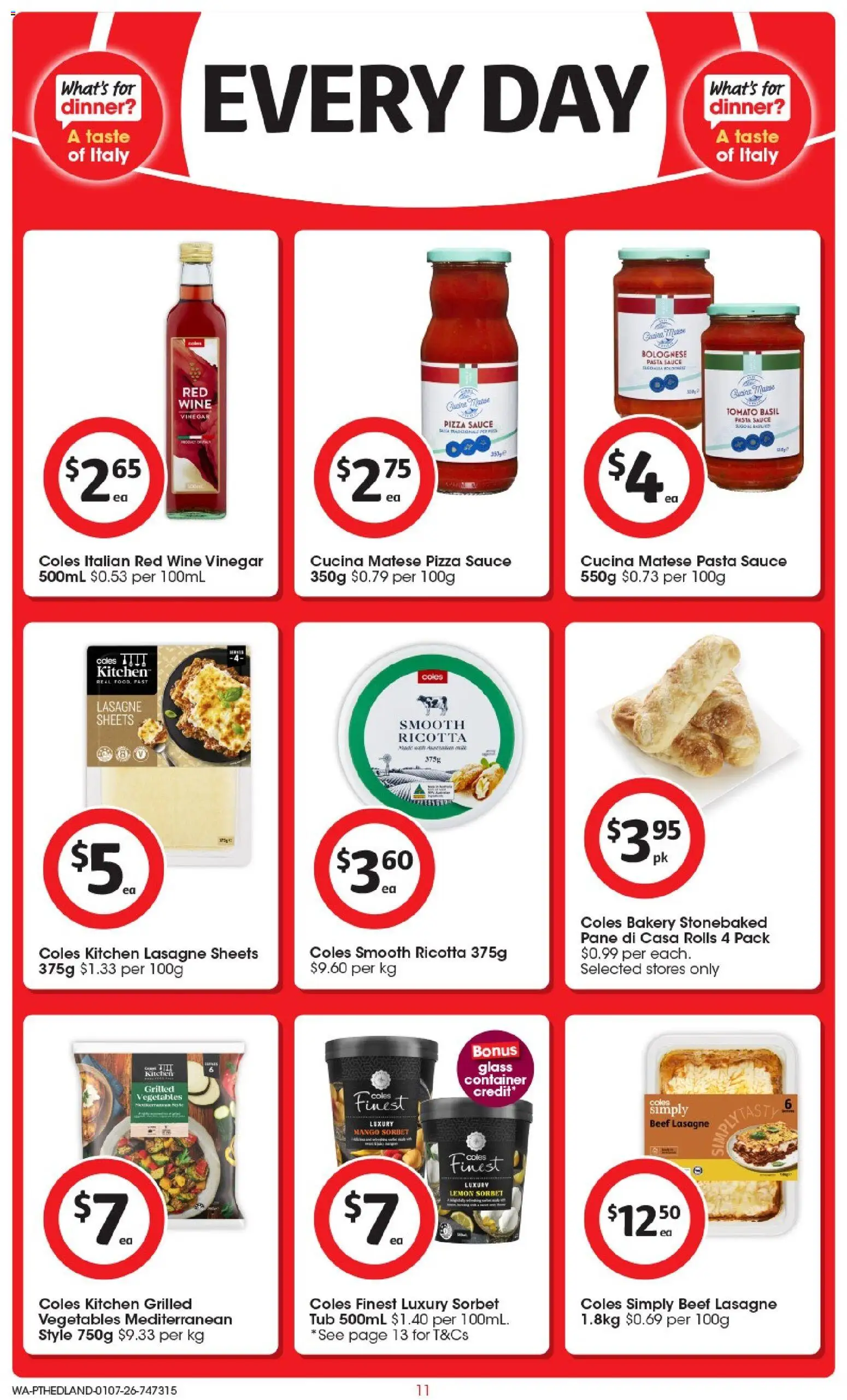 Coles catalogue - valid from 01/07/2026 | Page: 11 | Products: Pizza, Beef, Sauce, Vinegar