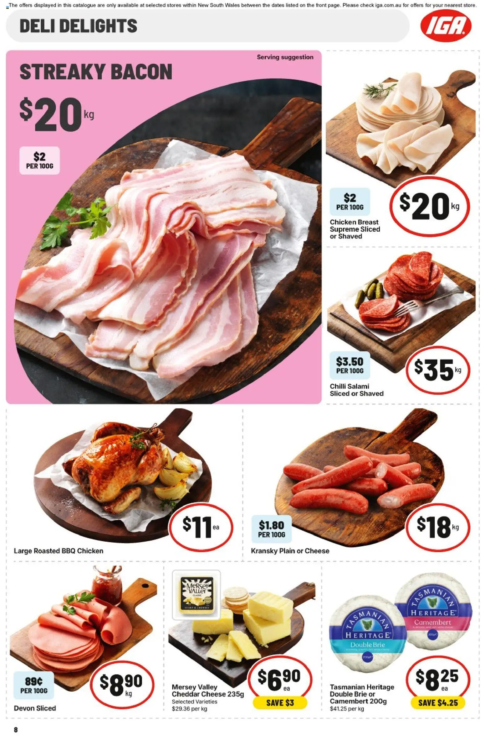 IGA catalogue - valid from 17.06.2026 | Page: 8 | Products: Cheese, Salami, Chicken, Chilli