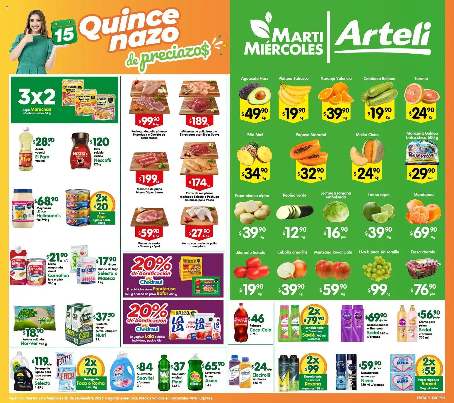 Nuevas ofertas de Arteli válidas en toda la República Mexicana desde el 29/09/2026. ¡Encuentra las mejores ofertas en Arteli folleto Express! | Página: 1 | Productos: Desodorante, Fresa, Mayonesa, Piña