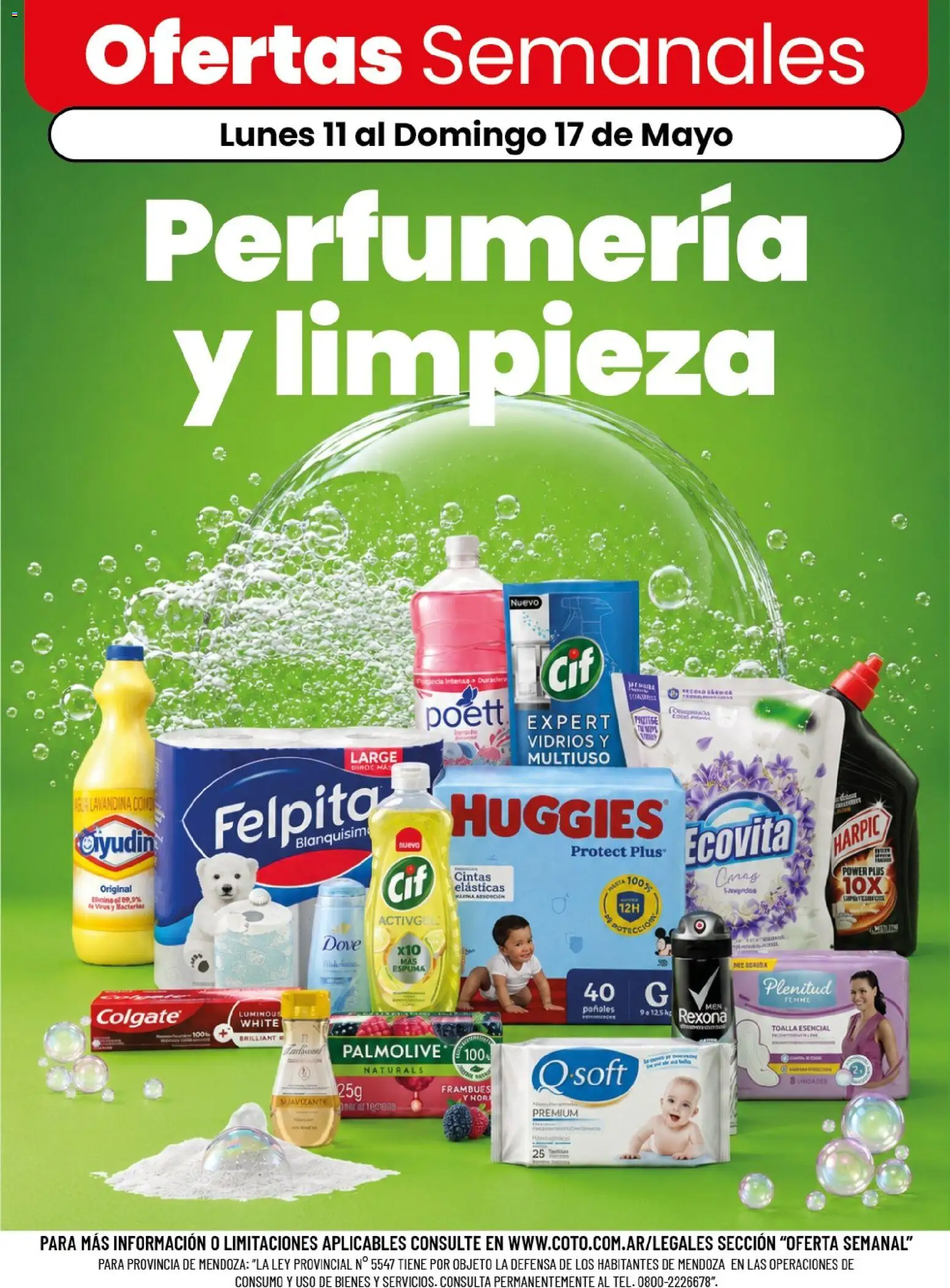 Coto - Perfumería y limpieza │ válido desde el 11.05.2026 | Página: 1 | Productos: Toalla, Lavandina, Espuma, Suavizante