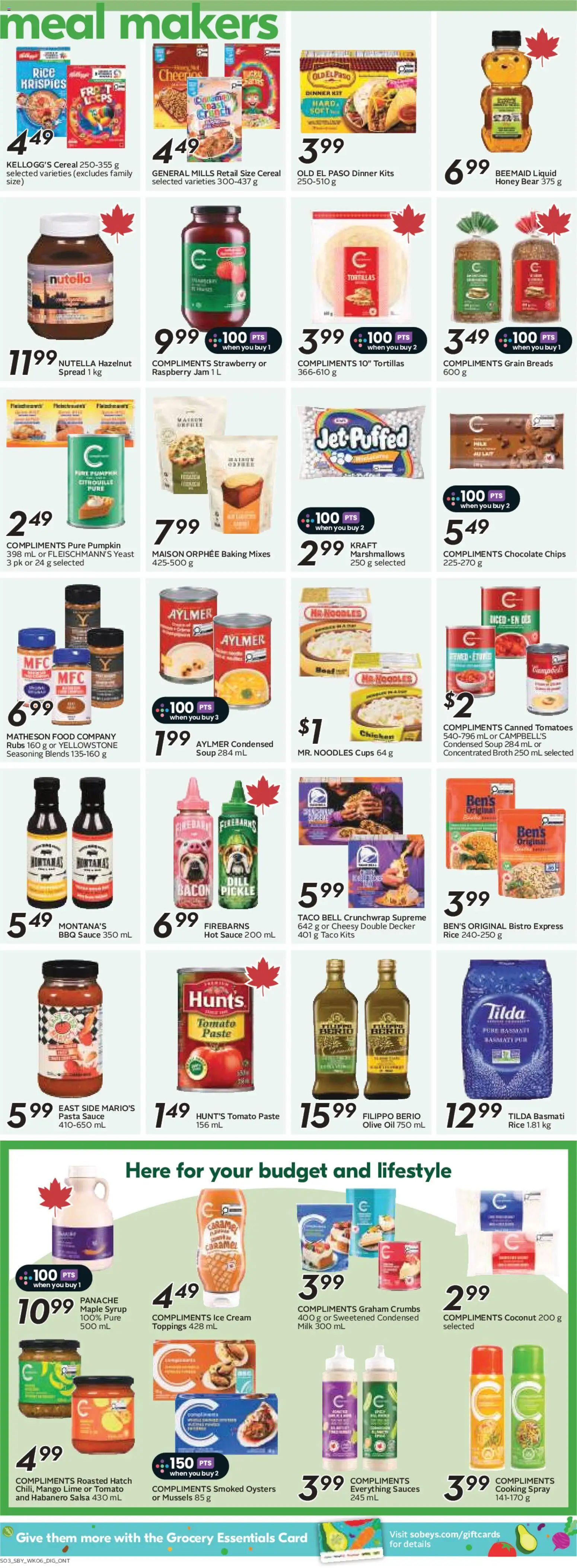 Sobeys flyer valid from 04.06.2026 | Page: 12 | Products: Pasta, Milk, Chocolate, Tomatoes