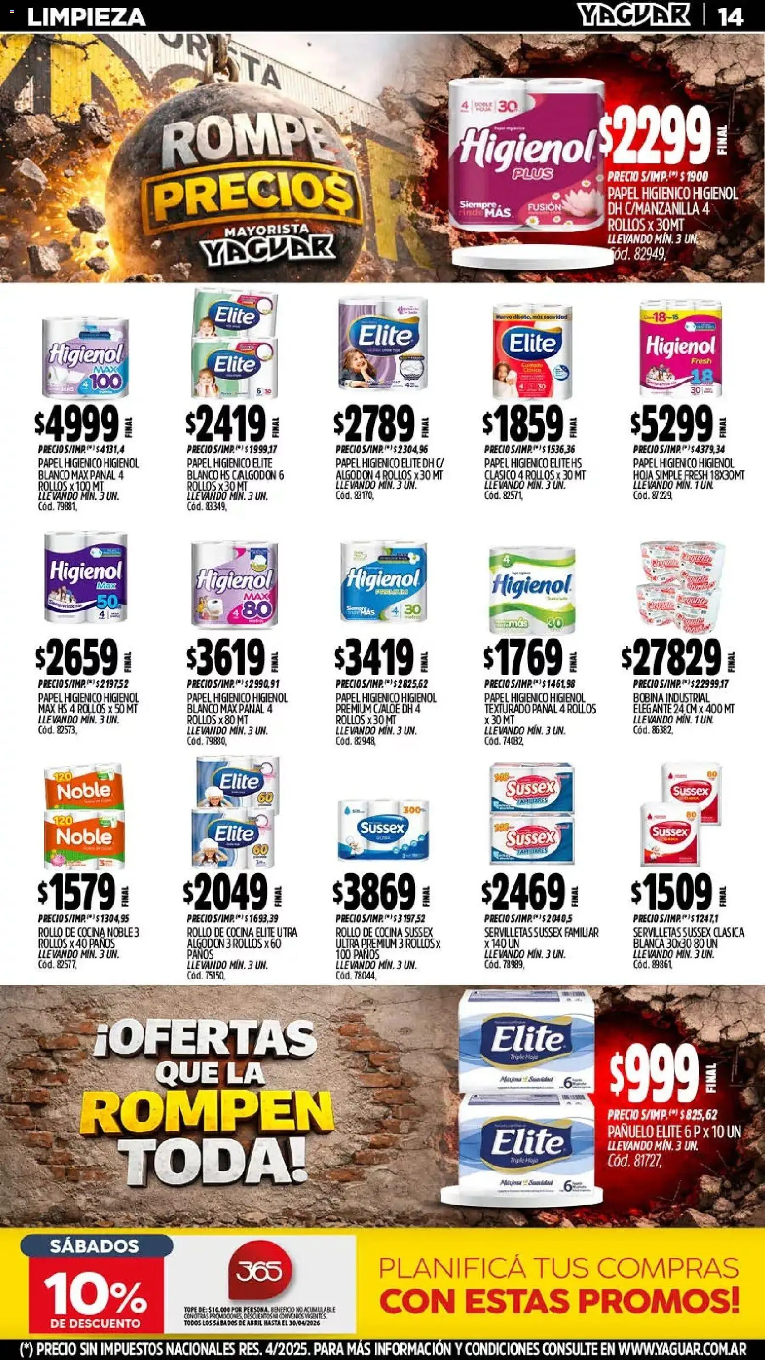 Yaguar catálogo │ válido desde el 13.04.2026 | Página: 14 | Productos: Papel higiénico, Algodón, Pañuelo, Cocina