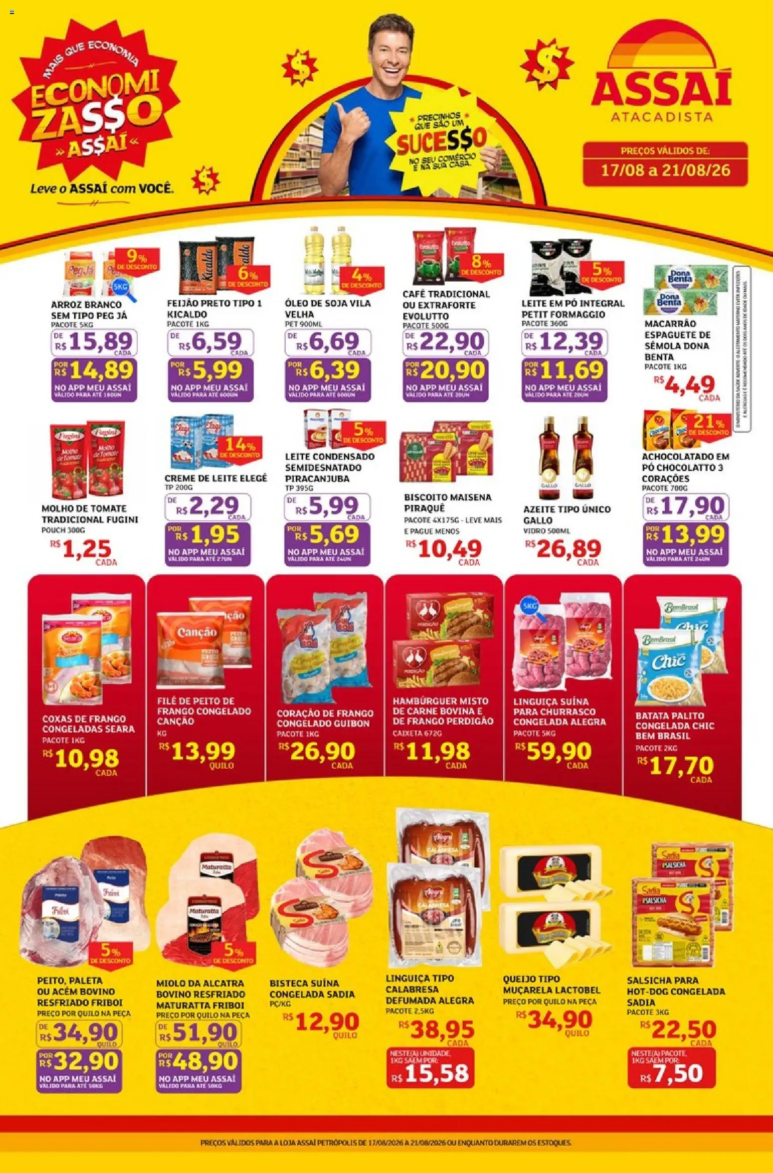 Assaí Atacadista Folheto - válido de 17/08/2026 | Página: 1 | Produtos: Espaguete, Carne bovina, Biscoito, Macarrão