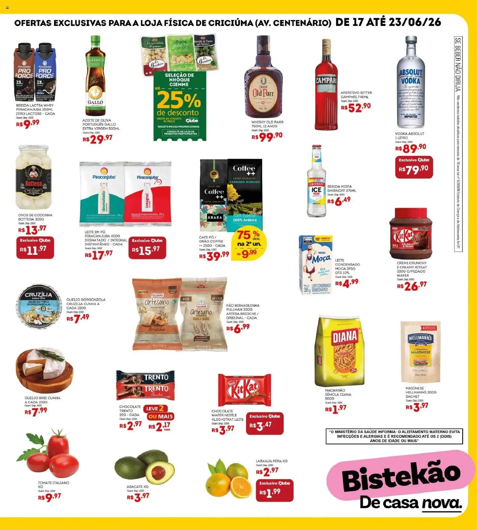 Bistek Supermercados Folheto - válido de 17.06.2026 | Página: 3 | Produtos: Pó, Leite, Creme, Maionese