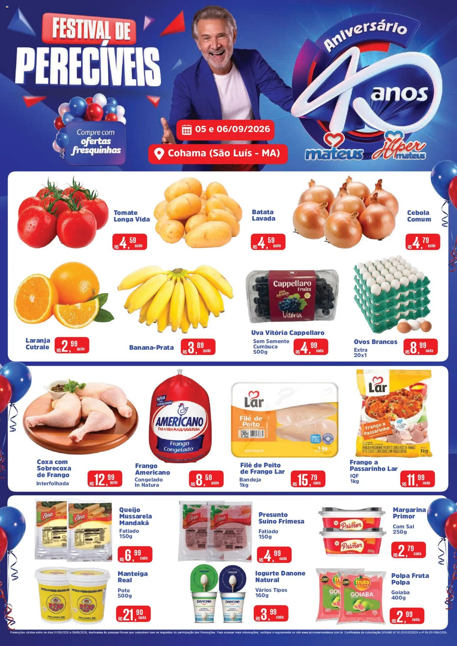 Mateus Folheto - válido de 05/09/2026 | Página: 1 | Produtos: Sobrecoxa de frango, Uva, Queijo, Margarina