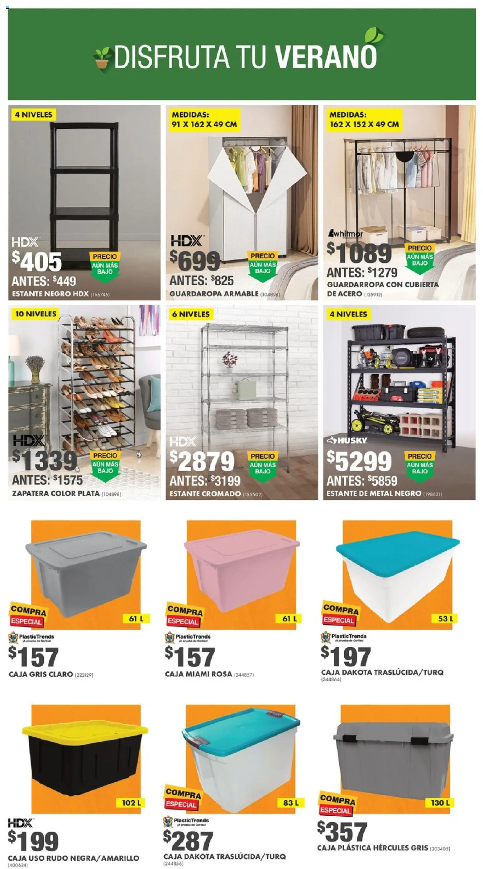 Nuevas ofertas de Home Depot válidas en toda la República Mexicana desde el 16/07/2026. ¡Encuentra las mejores ofertas en Home Depot catálogo! | Página: 7 | Productos: Estante, Guardarropa, Caja