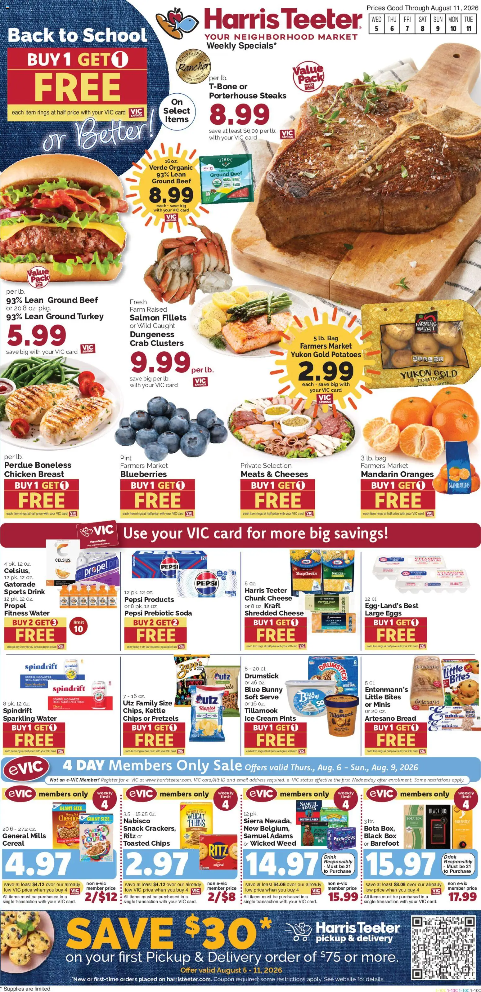 Harris Teeter Weekly Ad - valid from 08/05/2026 | Page: 1 | Products: Cheese, Eggs, Ice cream, Kettle