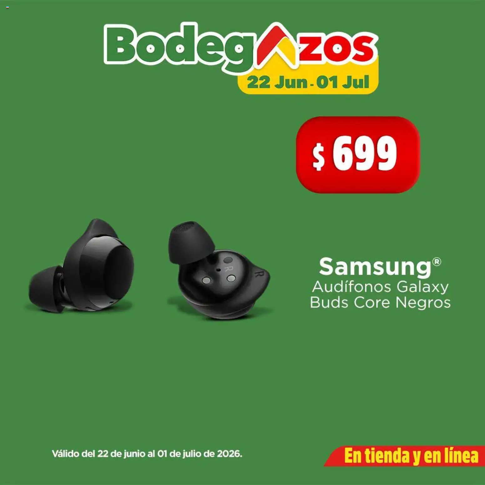 Nuevas ofertas de Bodega Aurrerá válidas en toda la República Mexicana desde el 22/06/2026. ¡Encuentra las mejores ofertas en Bodega Aurrerá folleto Celular al precio más bajo! | Página: 4 | Productos: Audífonos