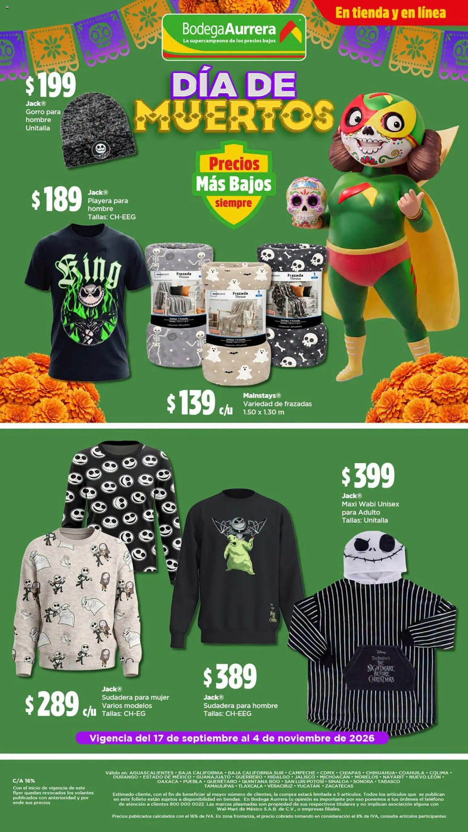Nuevas ofertas de Bodega Aurrerá válidas en toda la República Mexicana desde el 17/09/2026. ¡Encuentra las mejores ofertas en Bodega Aurrerá folleto Decora tu hogar esta temporada con los precios más bajos! | Página: 6 | Productos: Sudadera, Playera, Teléfono