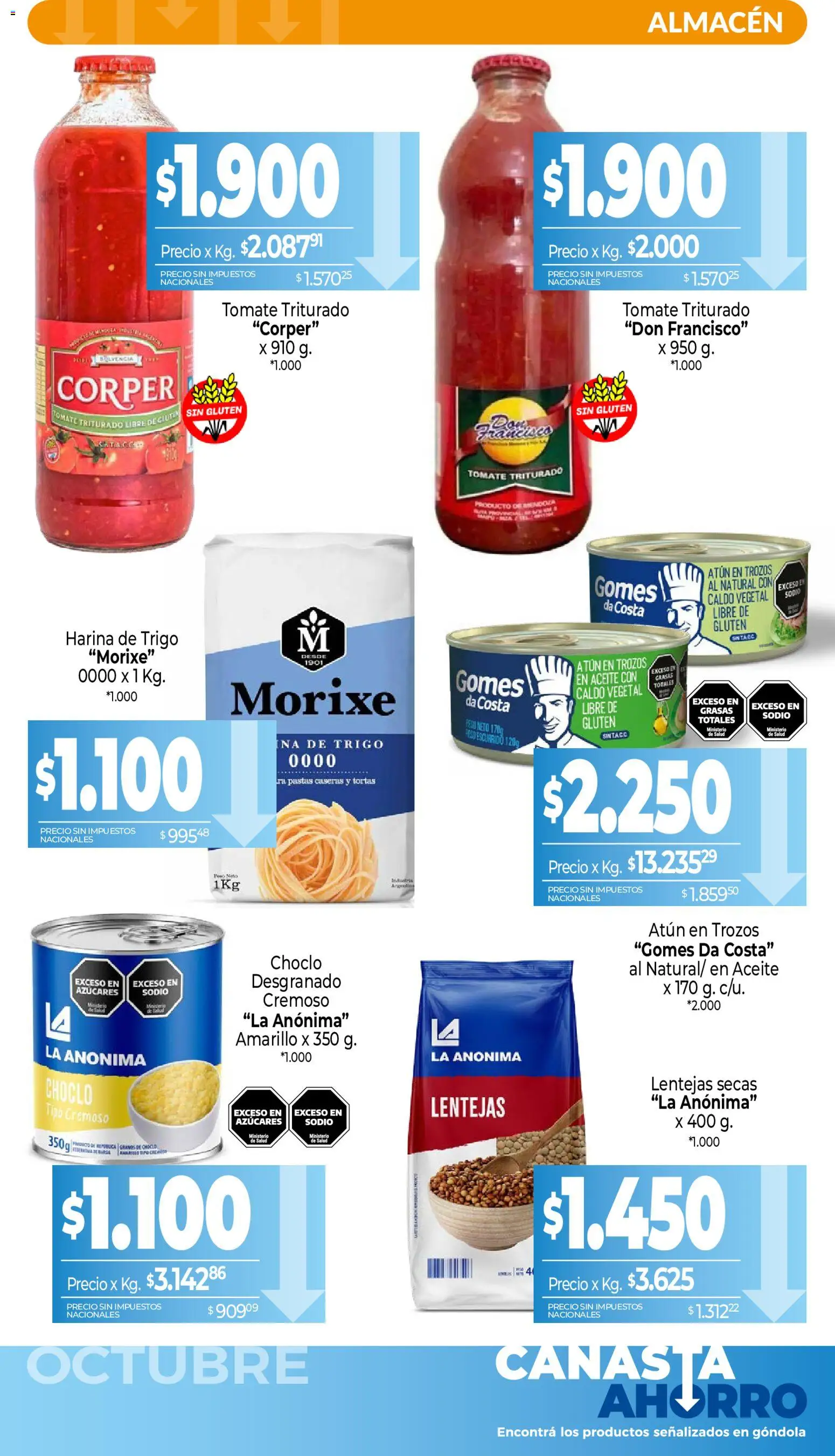 La Anonima - Canasta Ahorro │ válido desde el 01/10/2026 | Página: 4 | Productos: Choclo, Harina, Aceite, Canasta