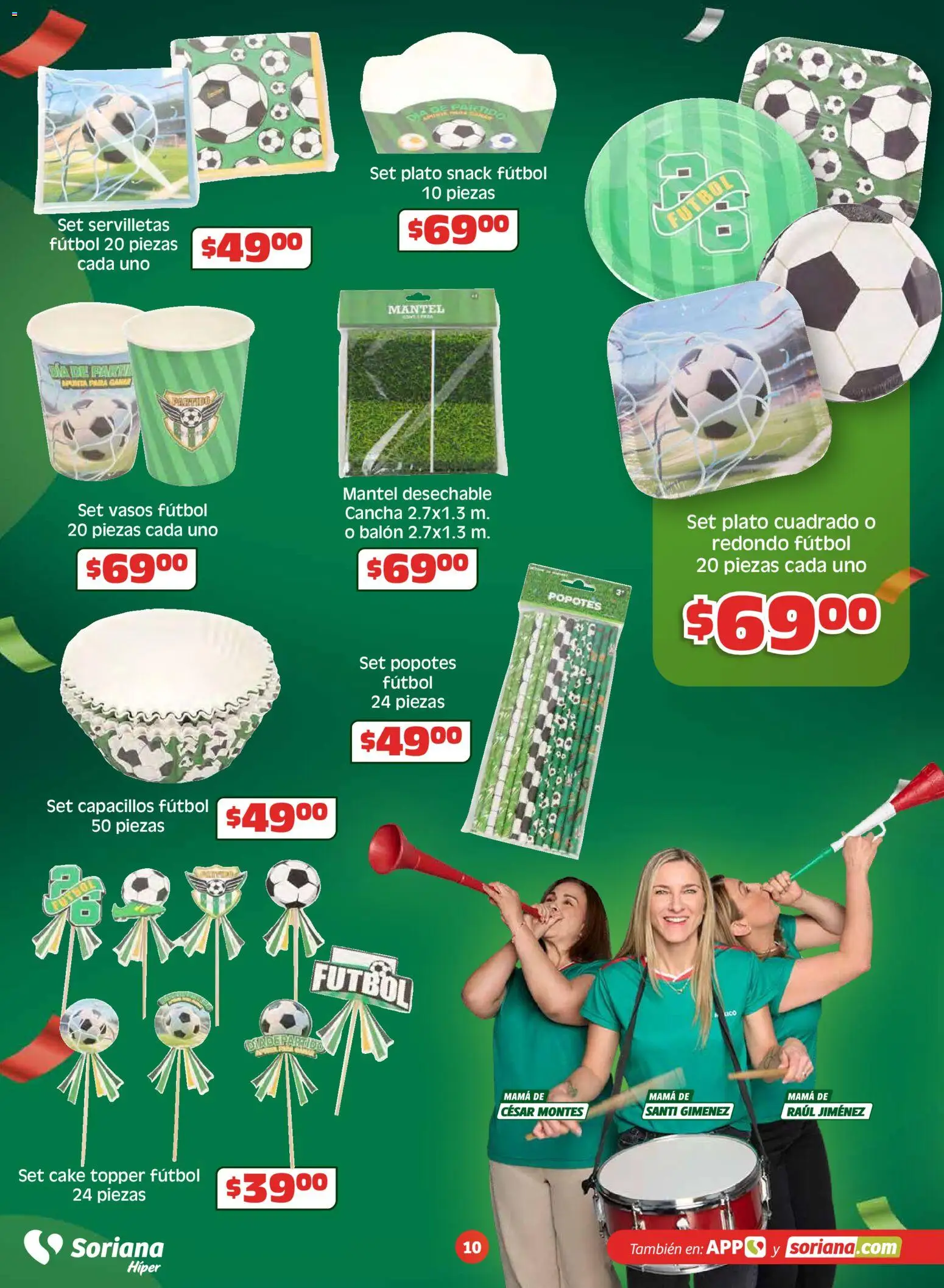 Nuevas ofertas de Soriana válidas en toda la República Mexicana desde el 14.05.2026. ¡Encuentra las mejores ofertas en Soriana En México apoyamos con todo Híper Nacional! | Página: 10 | Productos: Mantel, Vasos, Servilletas