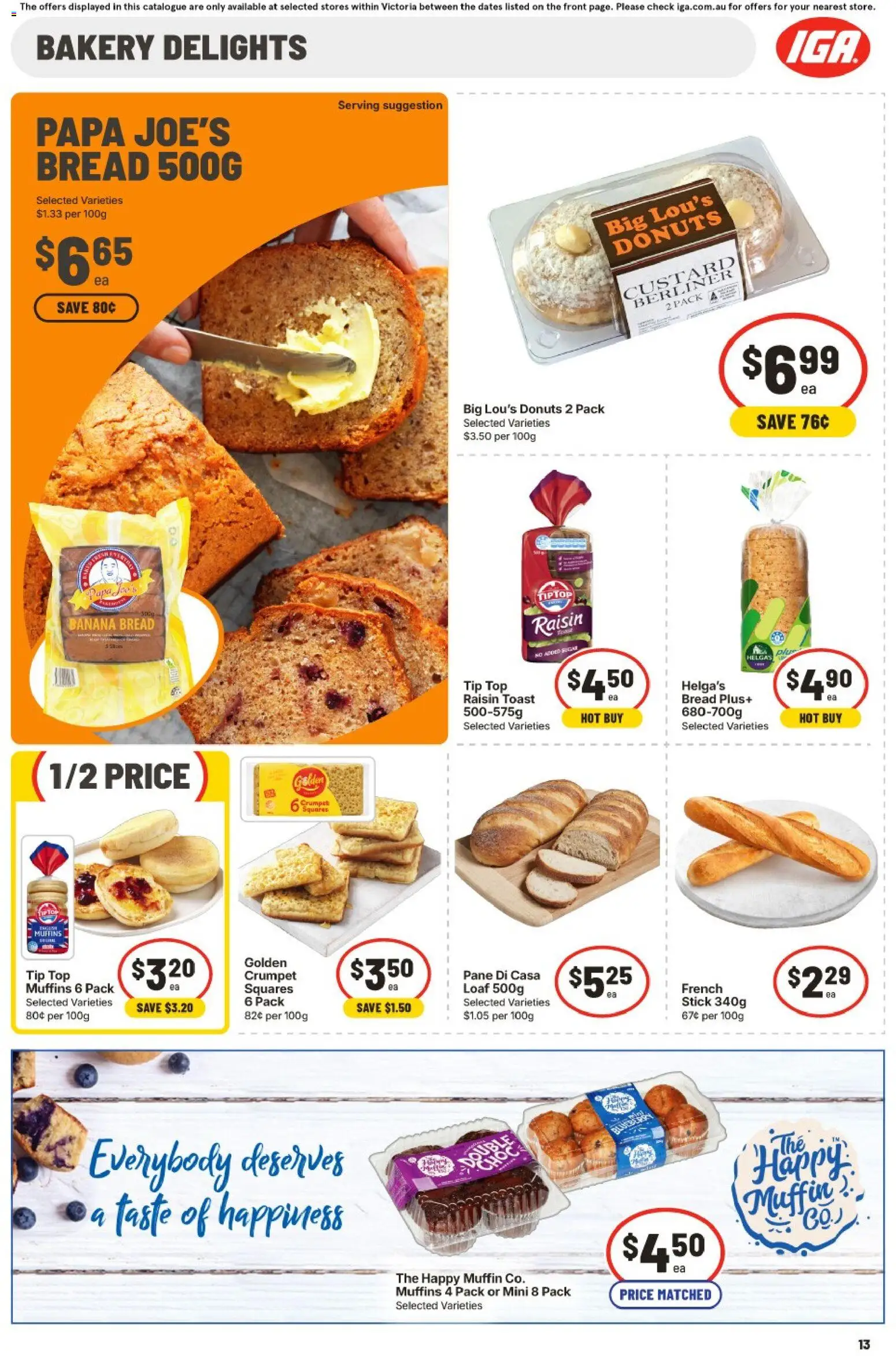 IGA catalogue - valid from 16/09/2026 | Page: 14 | Products: Bread, Muffins, Toast, Bakery