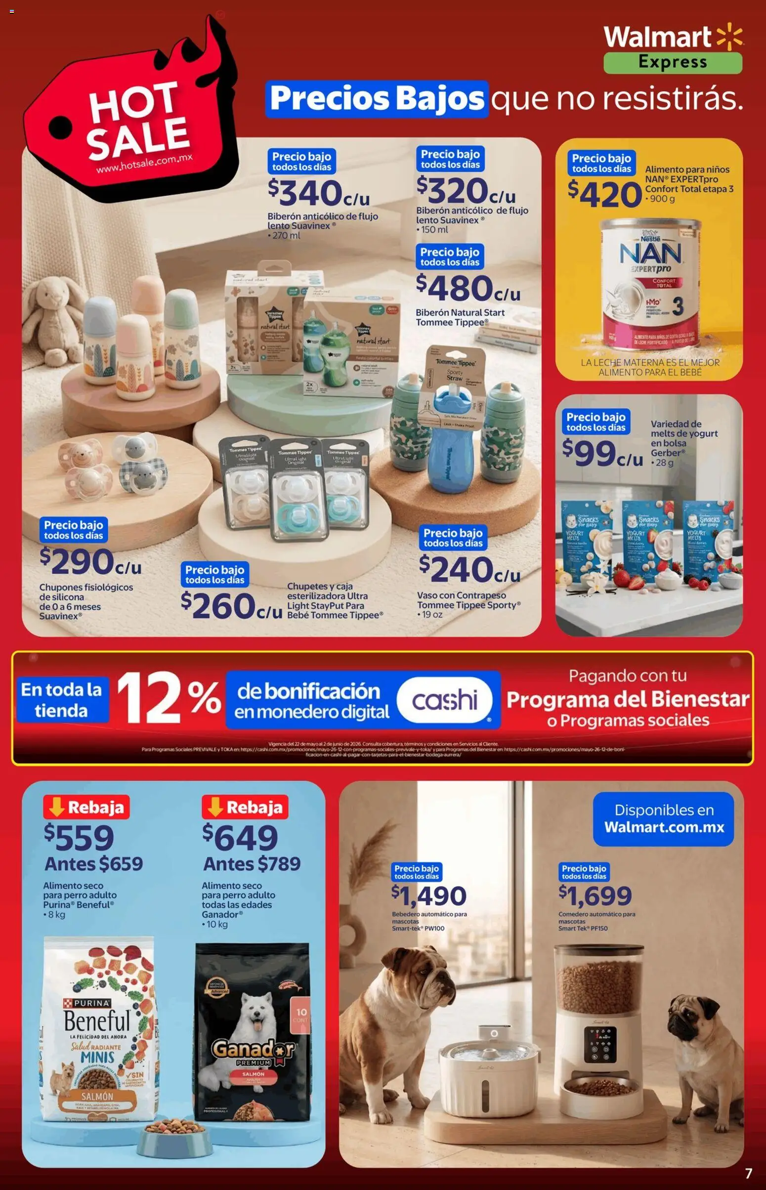 Nuevas ofertas de Walmart Express válidas en toda la República Mexicana desde el 25.05.2026. ¡Encuentra las mejores ofertas en Walmart Express Hot Sale! | Página: 7 | Productos: Bolsa, Biberón, Monedero, Radiante