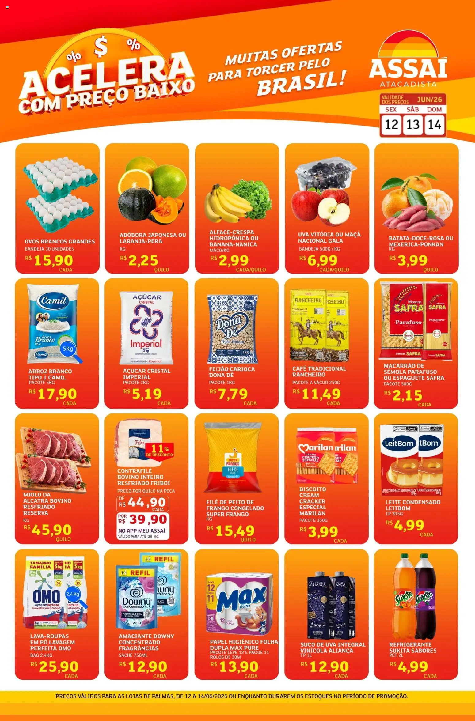 Assaí Atacadista Folheto - válido de 12.06.2026 | Página: 1 | Produtos: Espaguete, Aliança, Alcatra, Suco