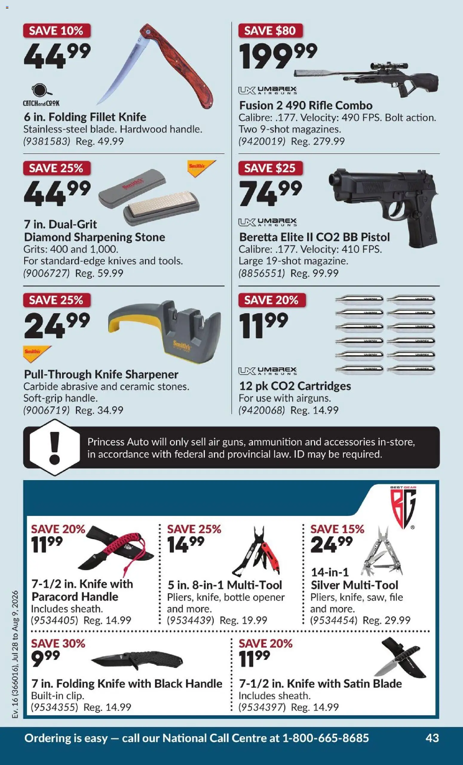 Princess Auto flyer valid from Jul 28, 2026 | Page: 48 | Products: Fillet, Knives