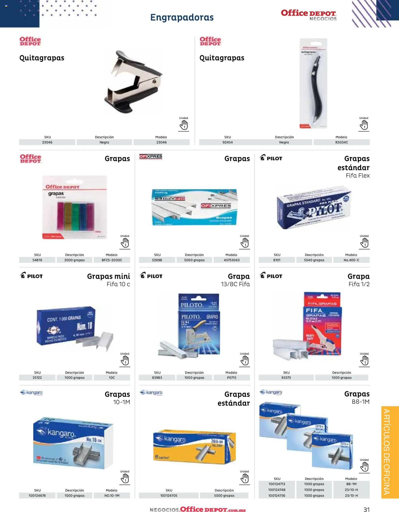 Nuevas ofertas de Office Depot válidas en toda la República Mexicana desde el 12/01/2026. ¡Encuentra las mejores ofertas en Office Depot catálogo 2026! | Página: 33 | Productos: Grapa