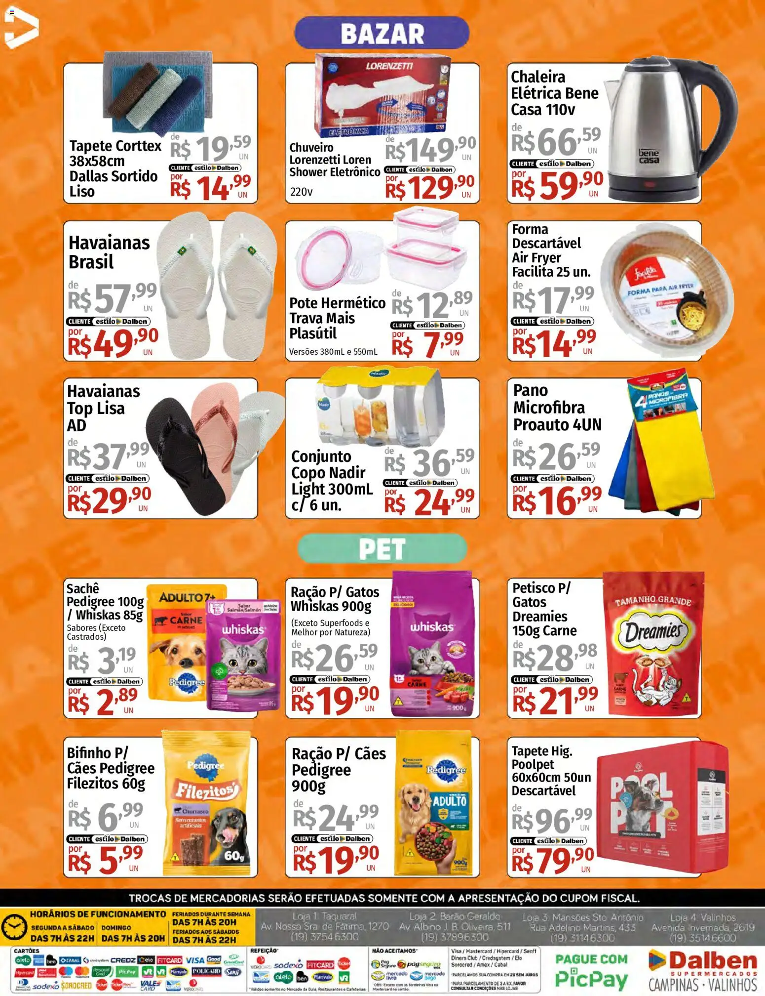 Supermercado Dalben Folheto - válido de 26/06/2026 | Página: 14 | Produtos: Chaleira, Air fryer, Carne, Chuveiro