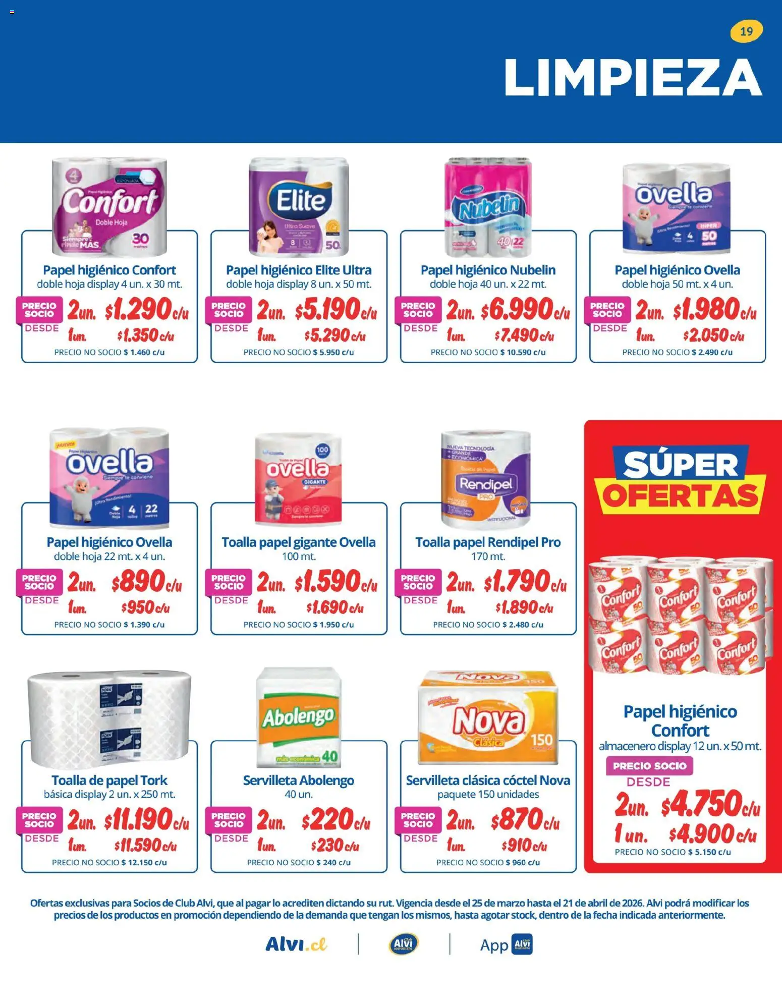 Alvi ofertas  │ válido desde el 25.03.2026 | Página: 19 | Productos: Toalla, Papel higiénico, Té