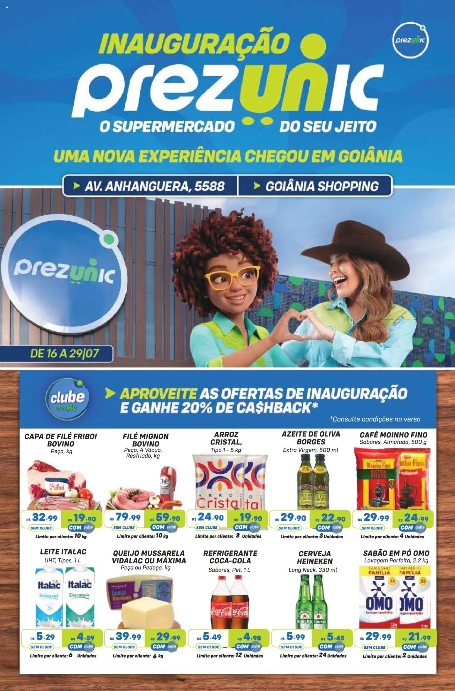 Prezunic Folheto - válido de 16/07/2026 | Página: 1 | Produtos: Sabão em pó, Arroz, Refrigerante, Azeite