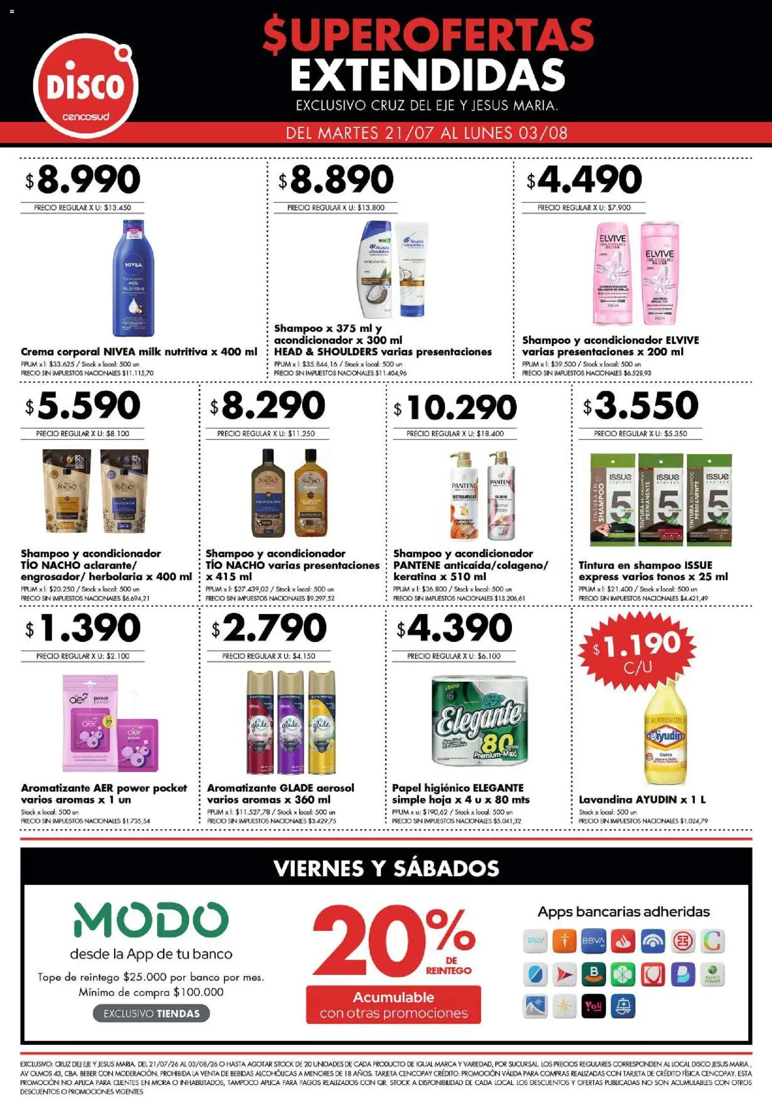 Disco ofertas │ válido desde el 21/07/2026 | Página: 5 | Productos: Papel higiénico, Disco, Tintura, Acondicionador