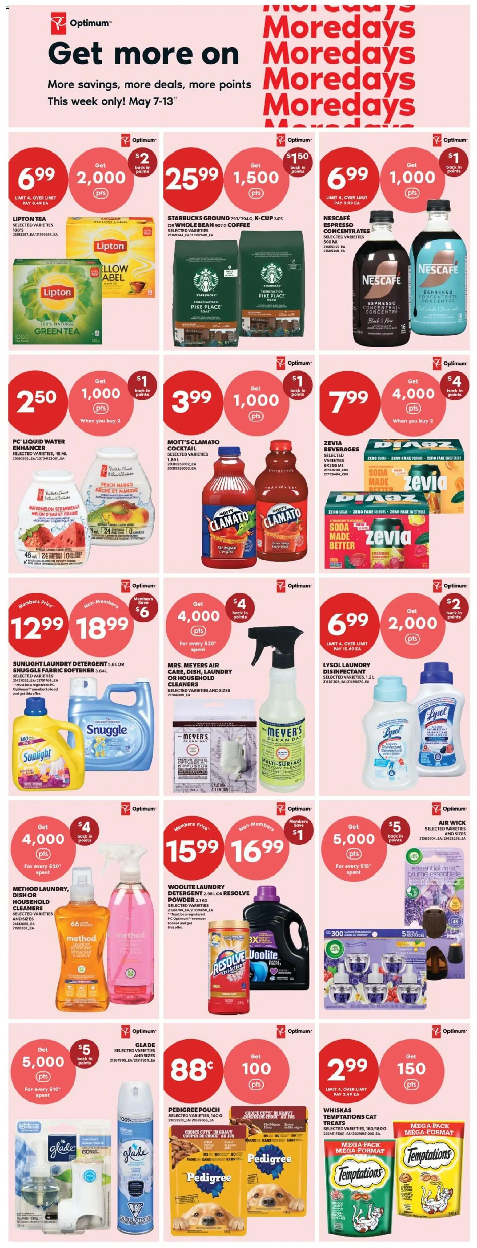 Real Canadian Superstore flyer valid from 07.05.2026 | Page: 15 | Products: Tea, Powder, Fabric softener, Chicken