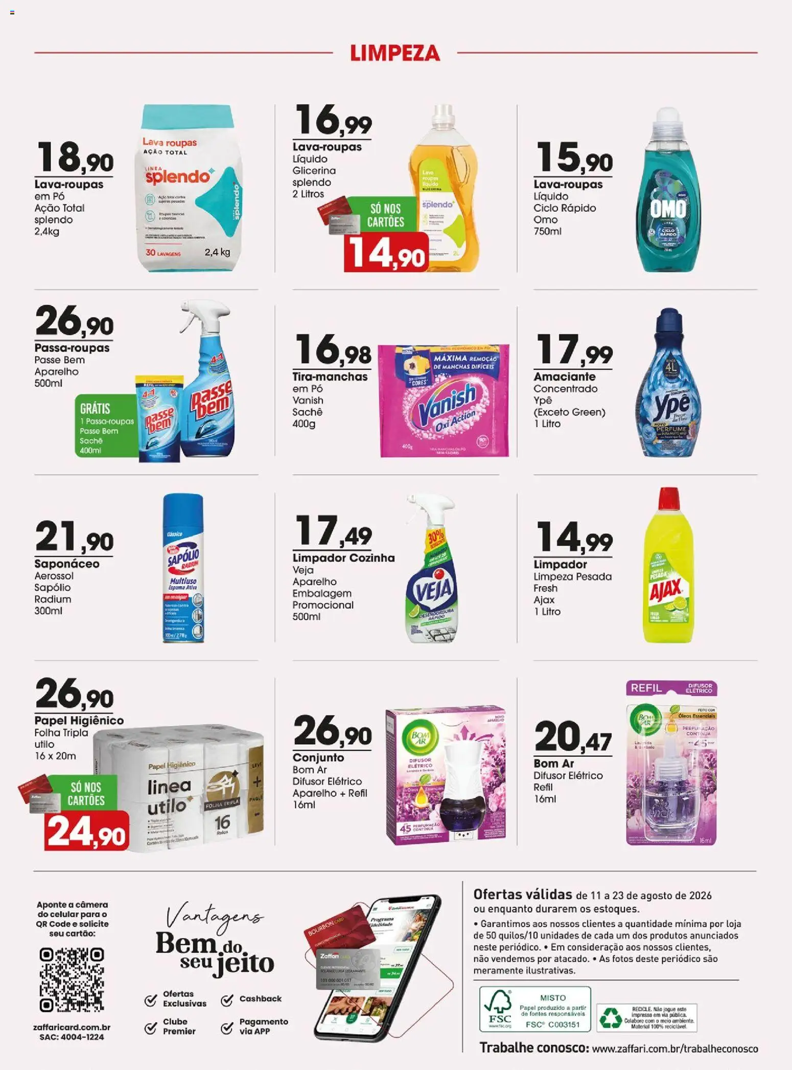 Zaffari Folheto - válido de 11/08/2026 | Página: 14 | Produtos: Perfume, Cloro, Roupas, Vanish