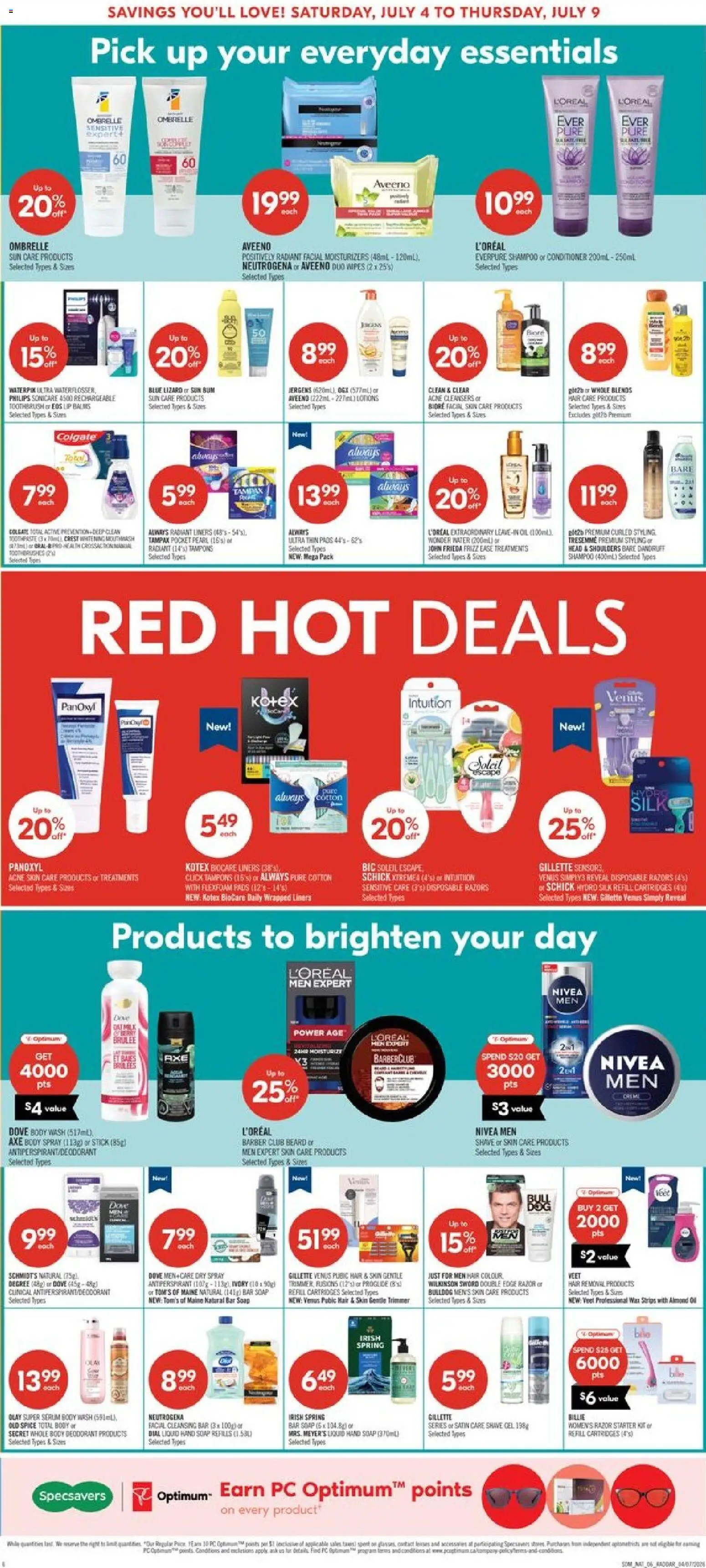 Shoppers flyer valid from Jul 3, 2026 | Page: 6 | Products: PC, Soap, Body wash, Deodorant