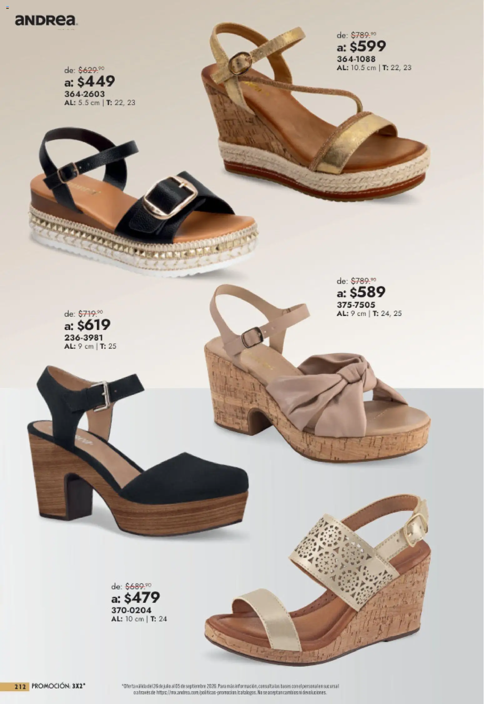 Nuevas ofertas de Andrea válidas en toda la República Mexicana desde el 26/07/2026. ¡Encuentra las mejores ofertas en Andrea catálogo Outlet! | Página: 212