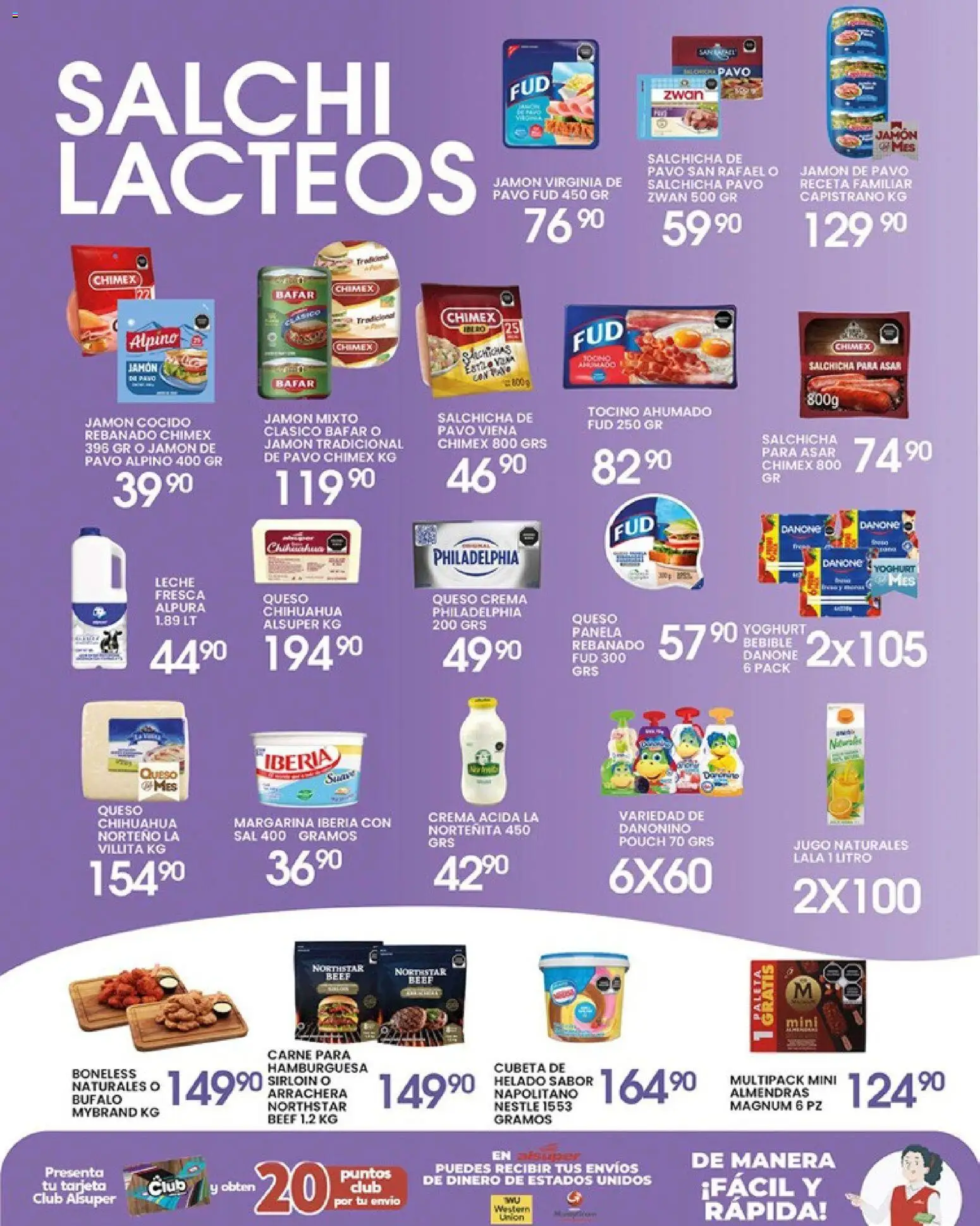 Nuevas ofertas de Alsuper válidas en toda la República Mexicana desde el 08.05.2026. ¡Encuentra las mejores ofertas en Alsuper folleto Saltillo! | Página: 3 | Productos: Jamón cocido, Queso crema, Jugo, Margarina