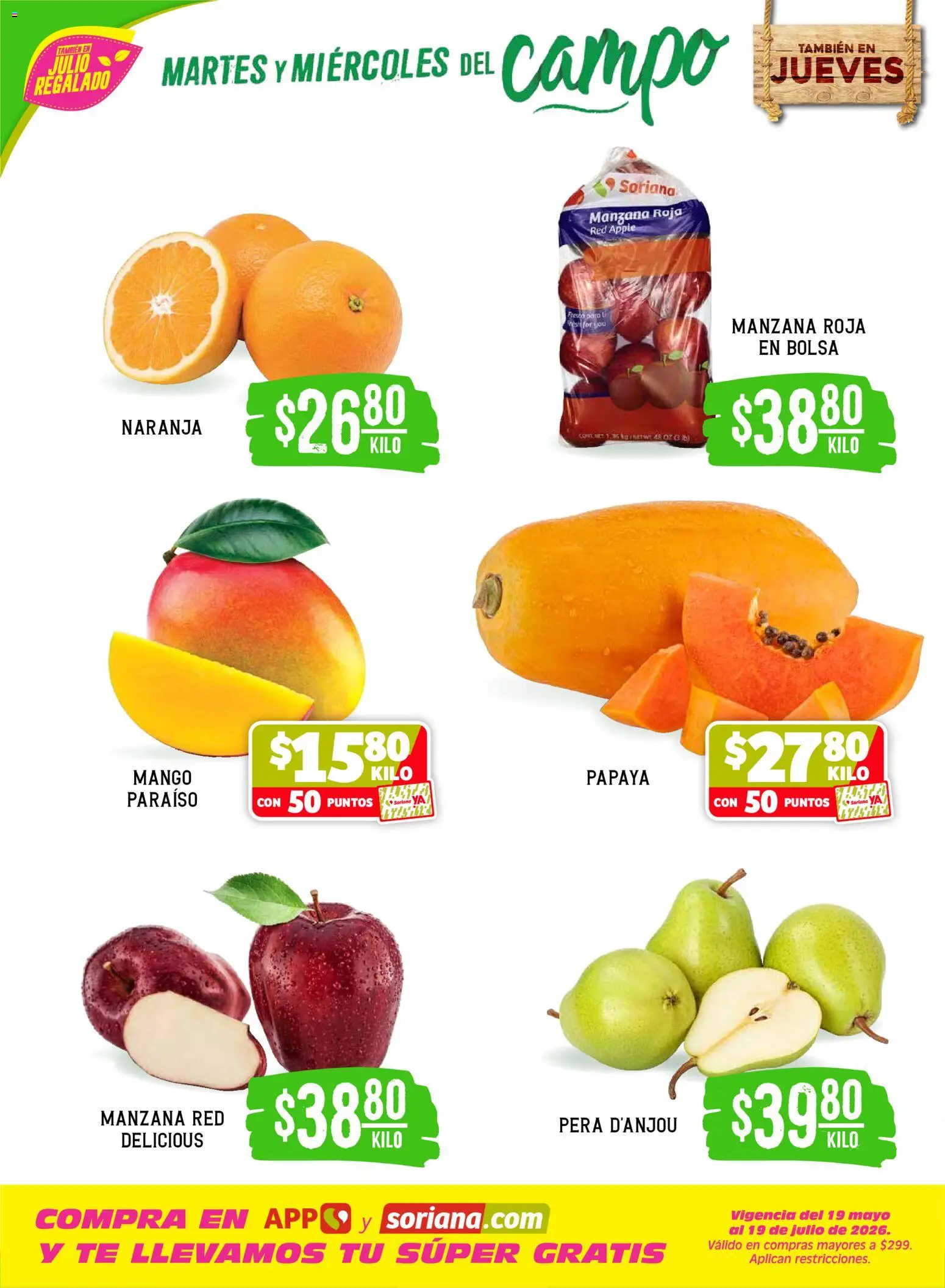 Nuevas ofertas de Soriana válidas en toda la República Mexicana desde el 16.06.2026. ¡Encuentra las mejores ofertas en Soriana Martes y Miércoles del Campo Súper: Juárez! | Página: 2 | Productos: Pera, Bolsa, Manzana, Mango