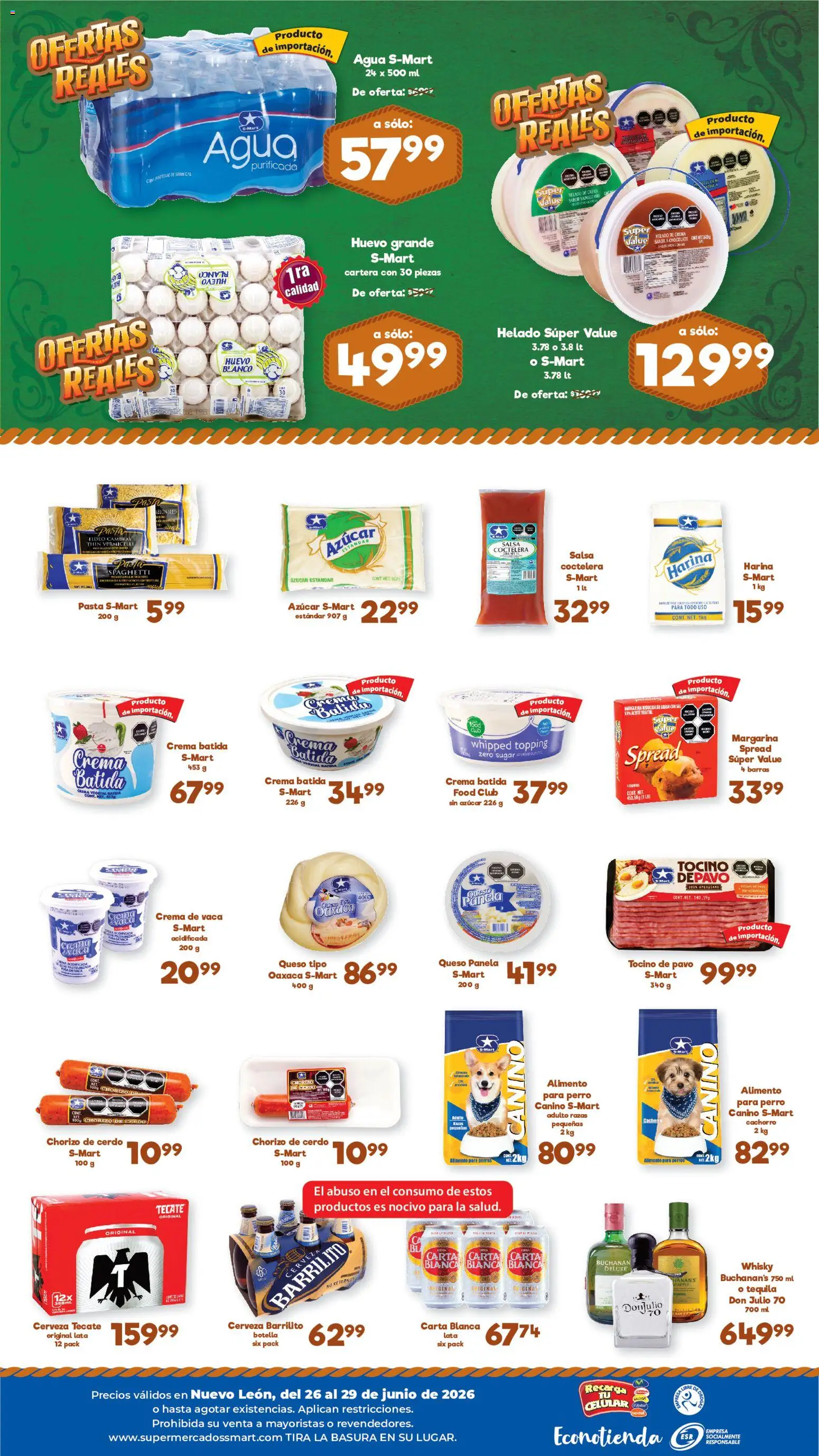 Nuevas ofertas de S-Mart válidas en toda la República Mexicana desde el 26/06/2026. ¡Encuentra las mejores ofertas en S-Mart folleto Ofertas de feria Monterrey! | Página: 2 | Productos: Harina, Azúcar, Cerveza, Chorizo