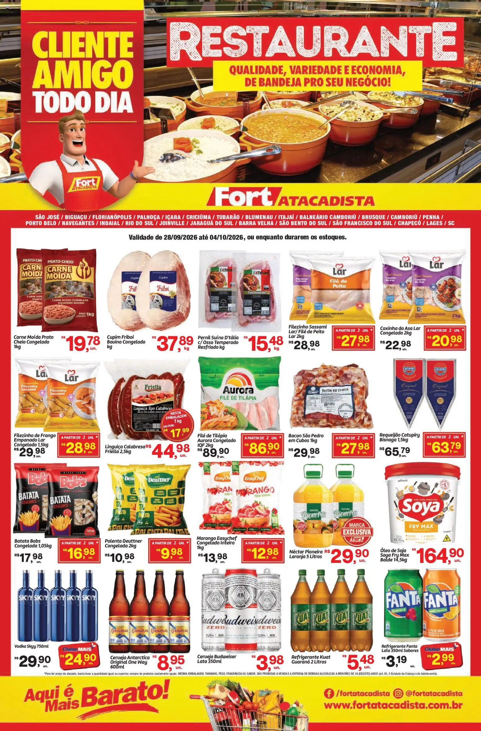 Fort Atacadista Folheto - válido de 28/09/2026 | Página: 1 | Produtos: Tilápia, Catupiry, Vodka, Balde