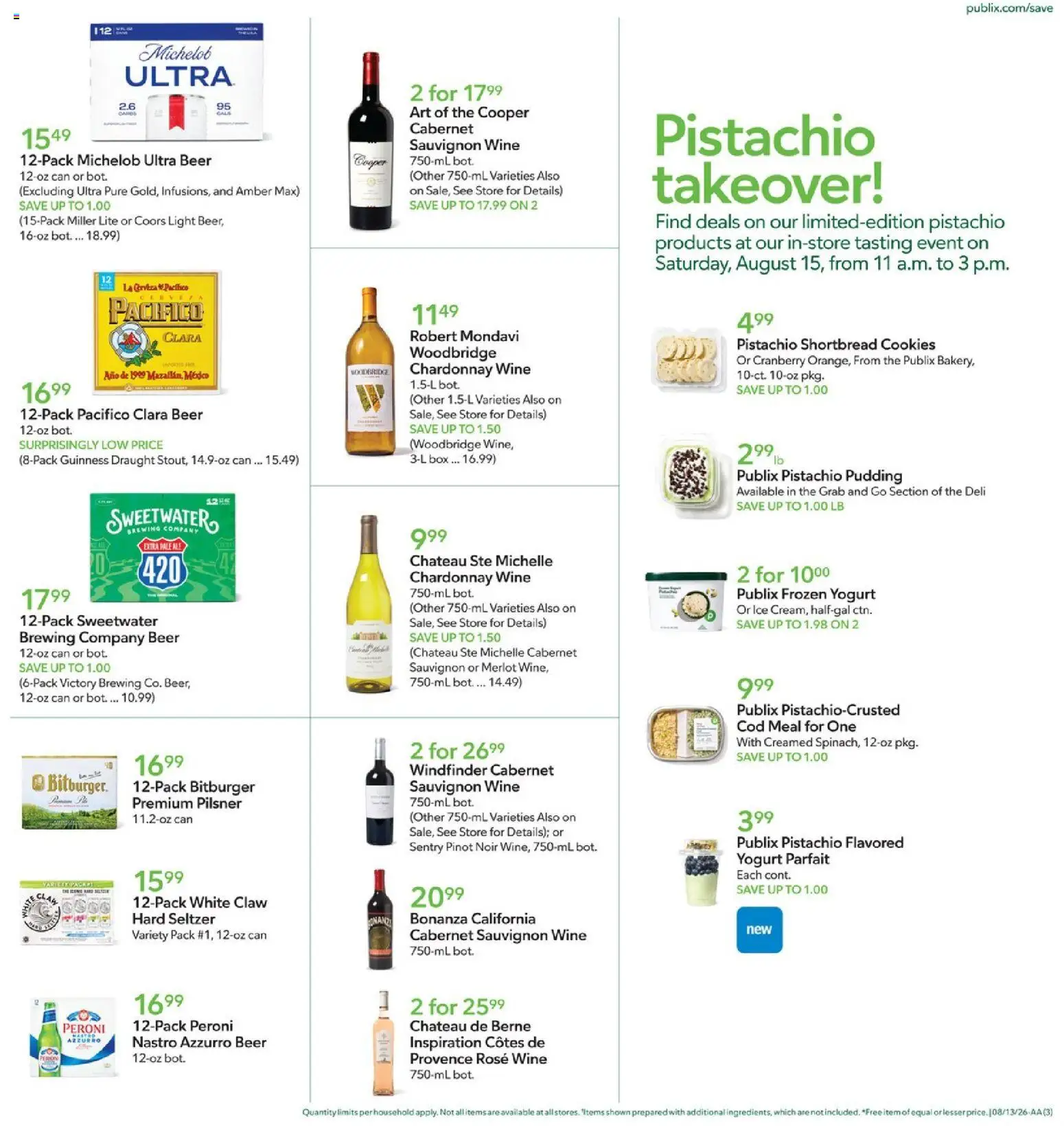 Publix Weekly Ad - valid from 08/12/2026 | Page: 3 | Products: Yogurt, Beer, Cookies, Ice