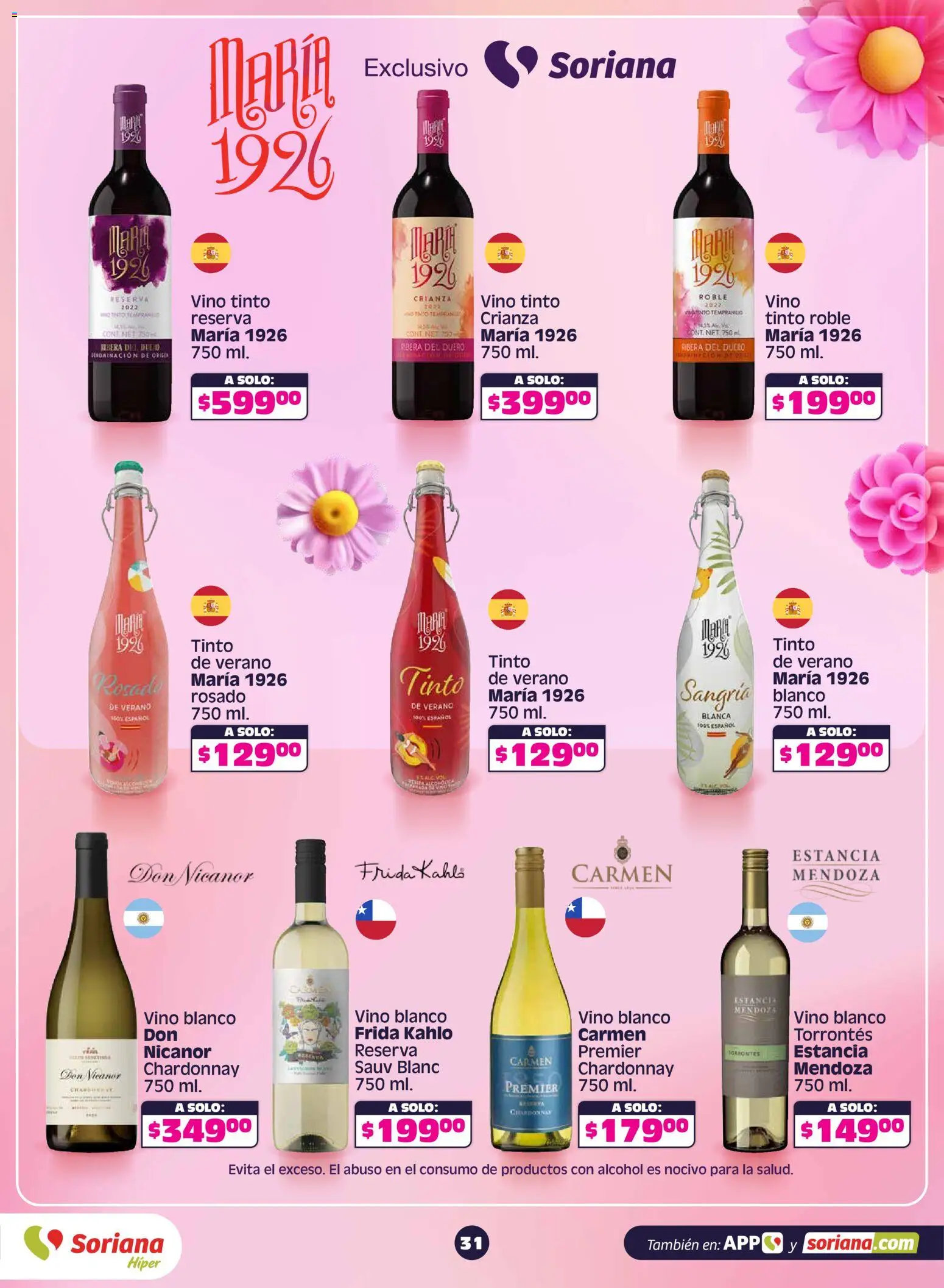 Nuevas ofertas de Soriana válidas en toda la República Mexicana desde el 30.04.2026. ¡Encuentra las mejores ofertas en Soriana folleto! | Página: 32 | Productos: Vino