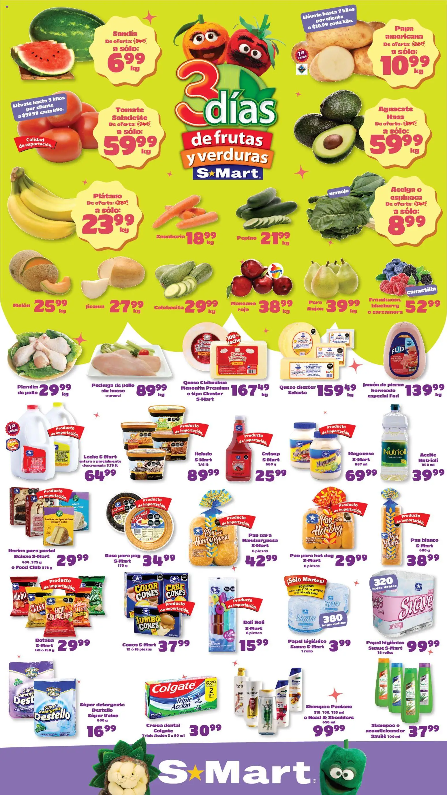 Nuevas ofertas de S-Mart válidas en toda la República Mexicana desde el 05.05.2026. ¡Encuentra las mejores ofertas en S-Mart folleto Juárez! | Página: 1 | Productos: Detergente, Sandía, Leche, Aguacate