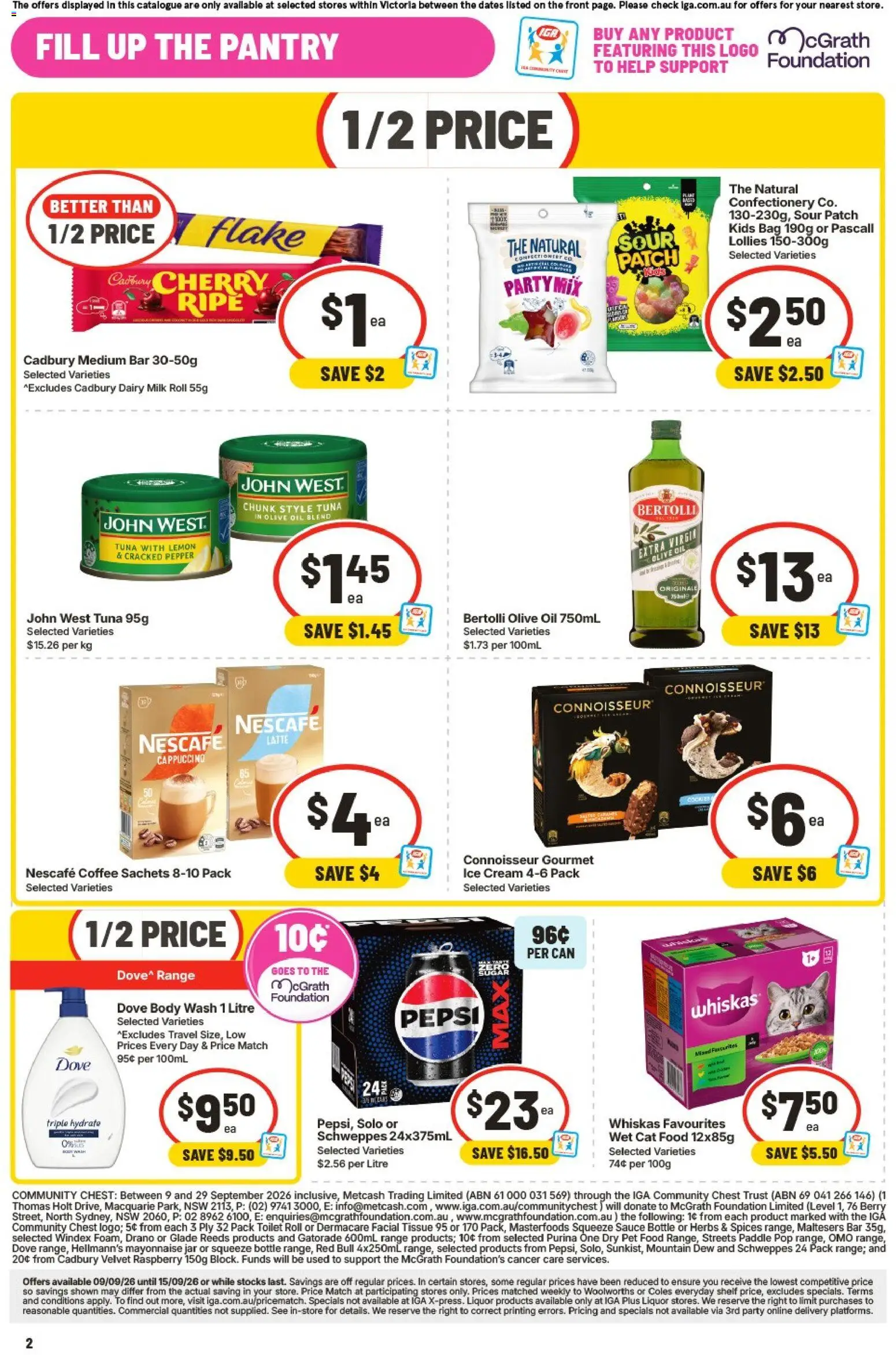 IGA catalogue - valid from 09/09/2026 | Page: 3 | Products: Food, Olive oil, Sachets, Ice cream