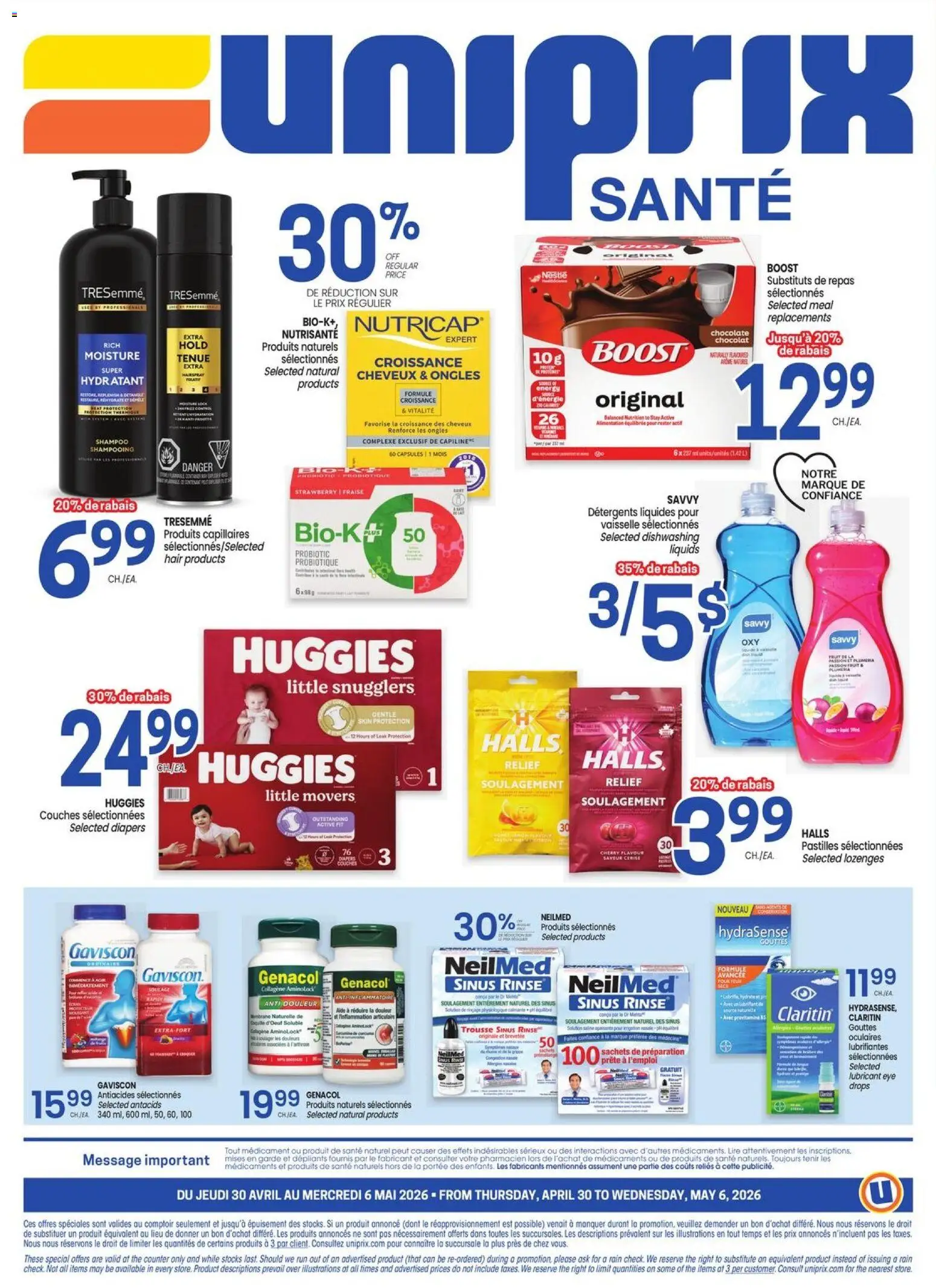 Uniprix flyer valid from 30.04.2026 | Page: 4 | Products: Shampoo, Chocolate