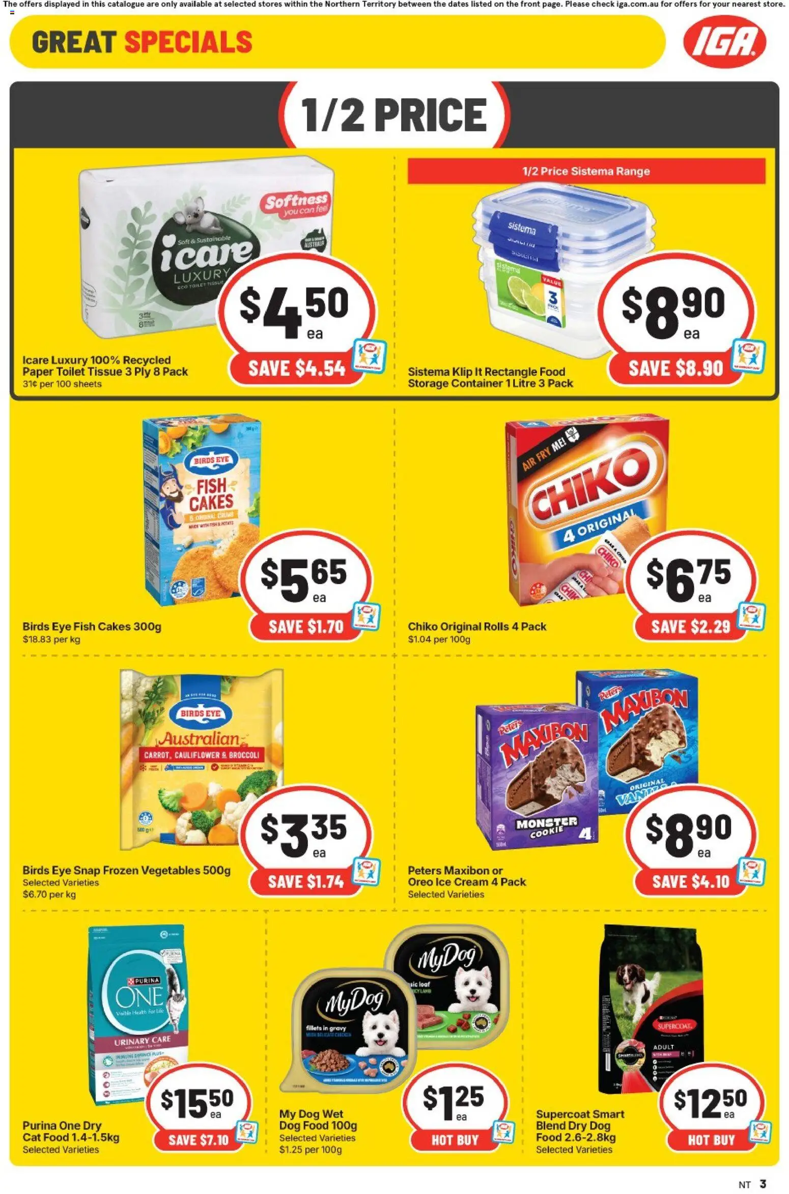 IGA catalogue - valid from 19/08/2026 | Page: 3 | Products: Toilet, Cream, Cauliflower, Ice