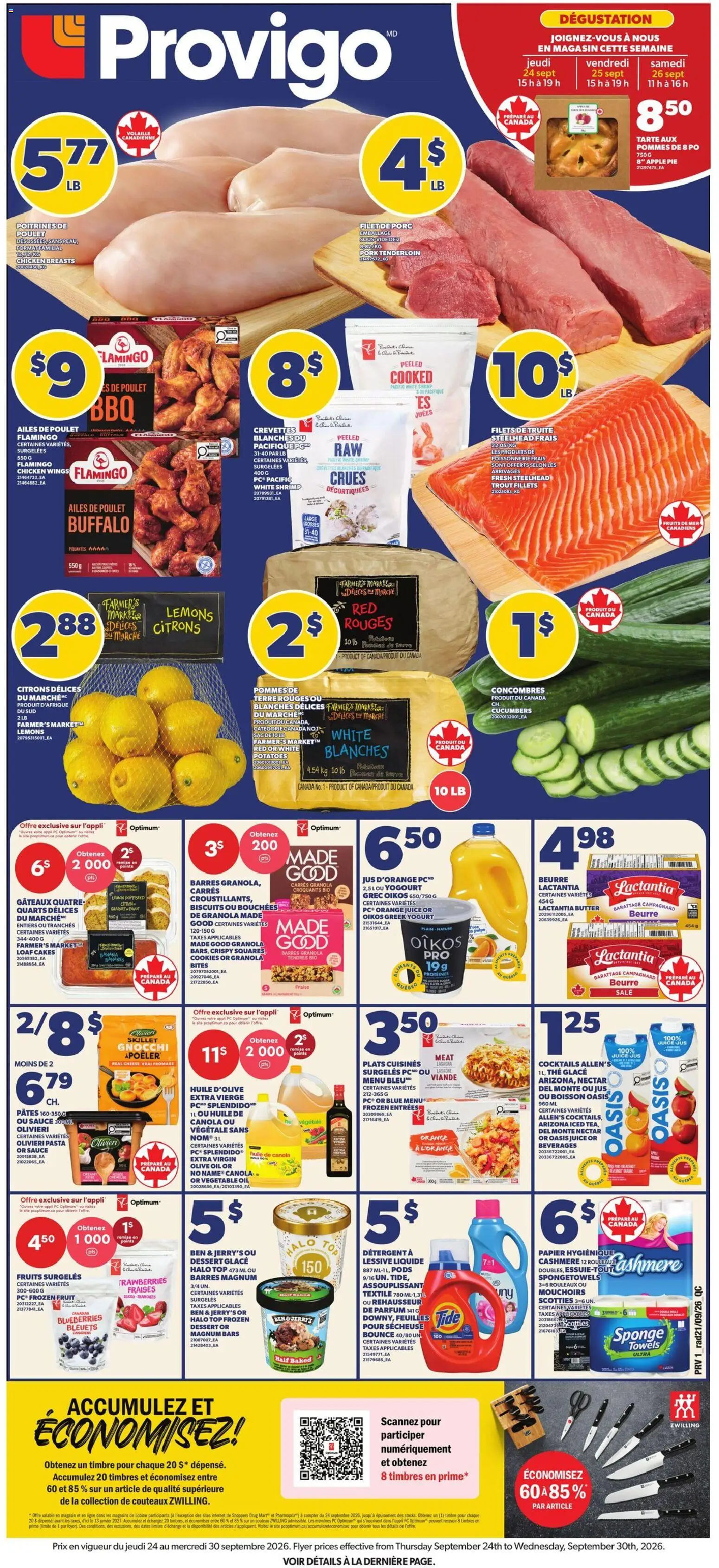 Provigo flyer valid from Sep 24, 2026 | Page: 2 | Products: Vegetable oil, Cheese, Oil, Chicken